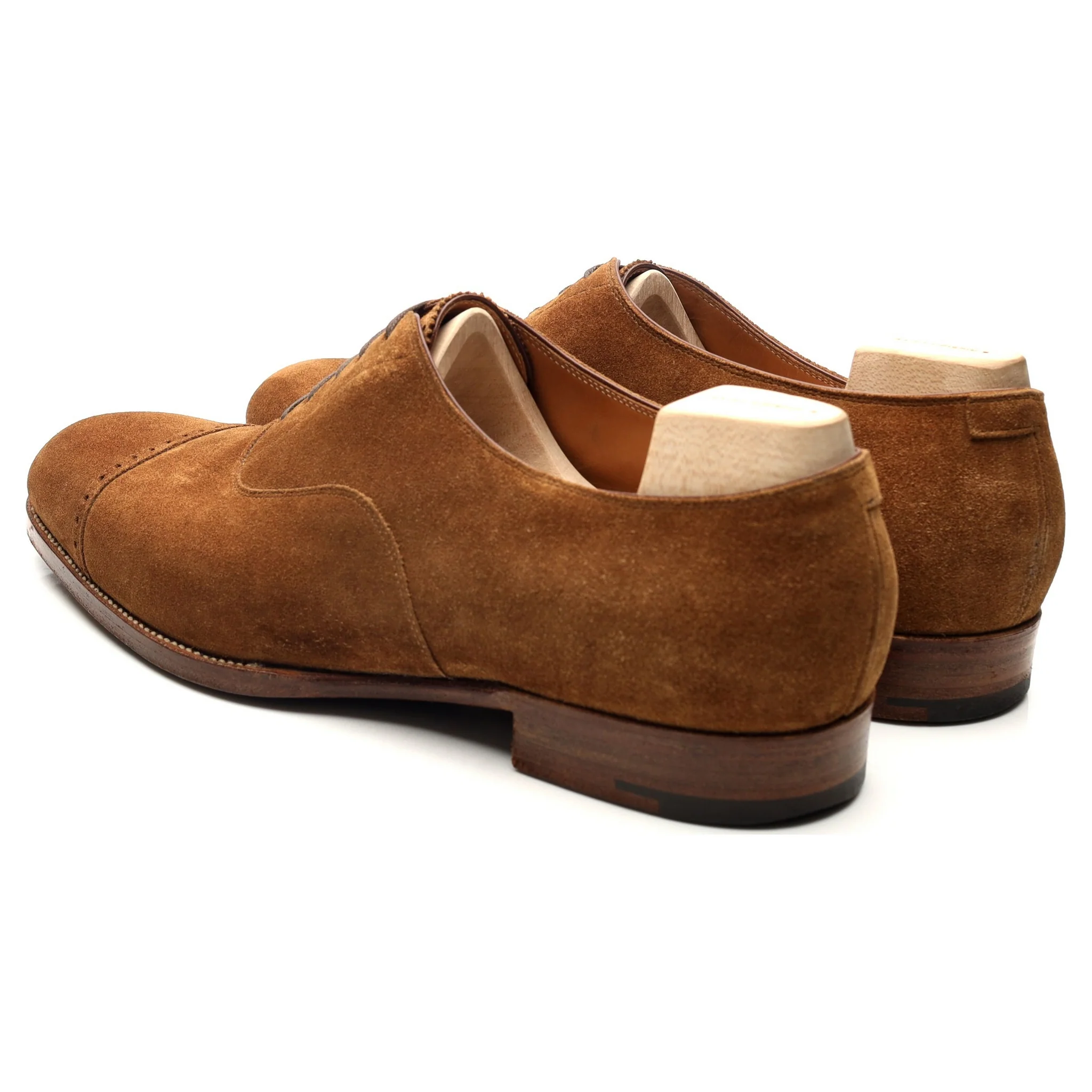Drake's Tan Brown Suede Oxford Semi Brogues UK 10 F - Image 3