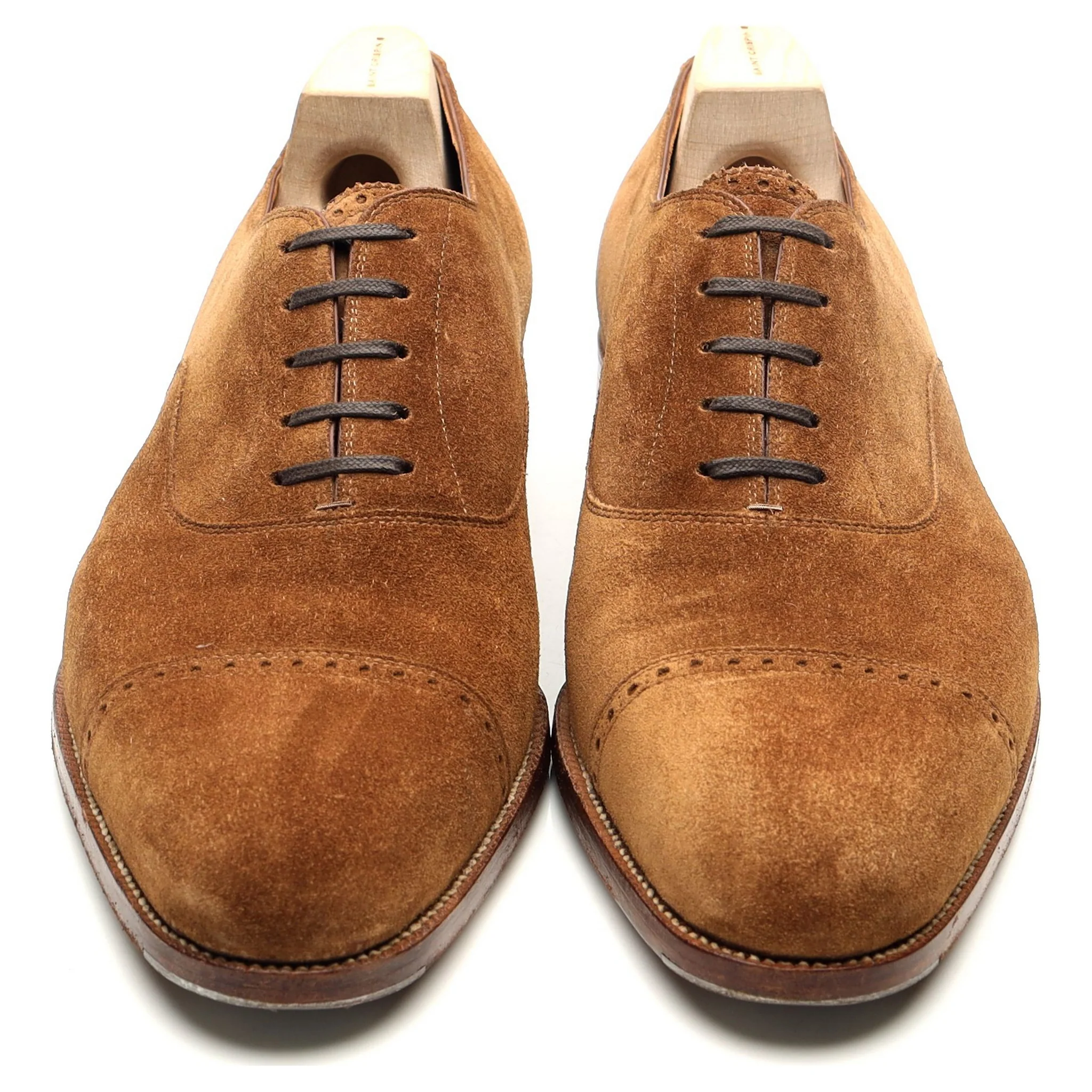 Drake's Tan Brown Suede Oxford Semi Brogues UK 10 F - Image 9