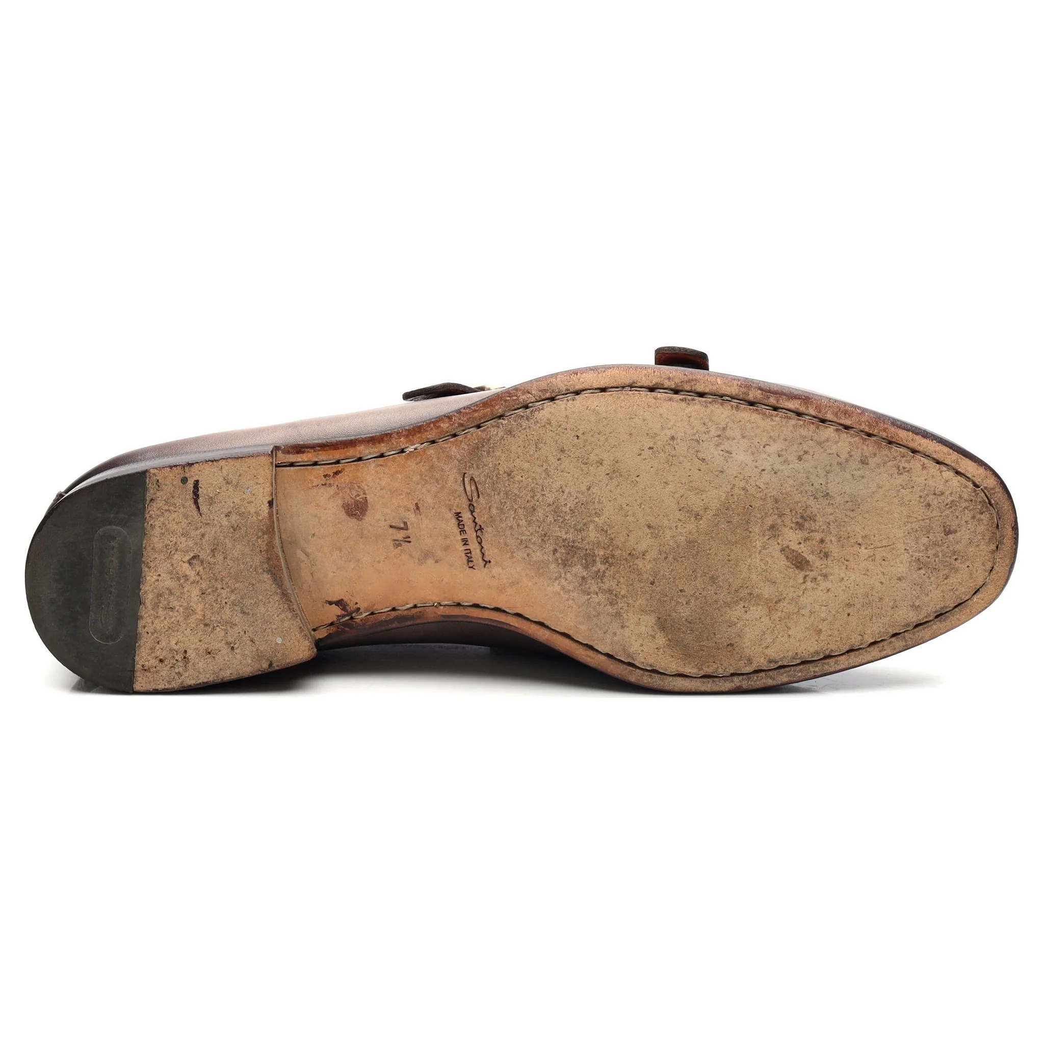Grey Leather Double Monk Loafers UK 7.5 F - Image 11