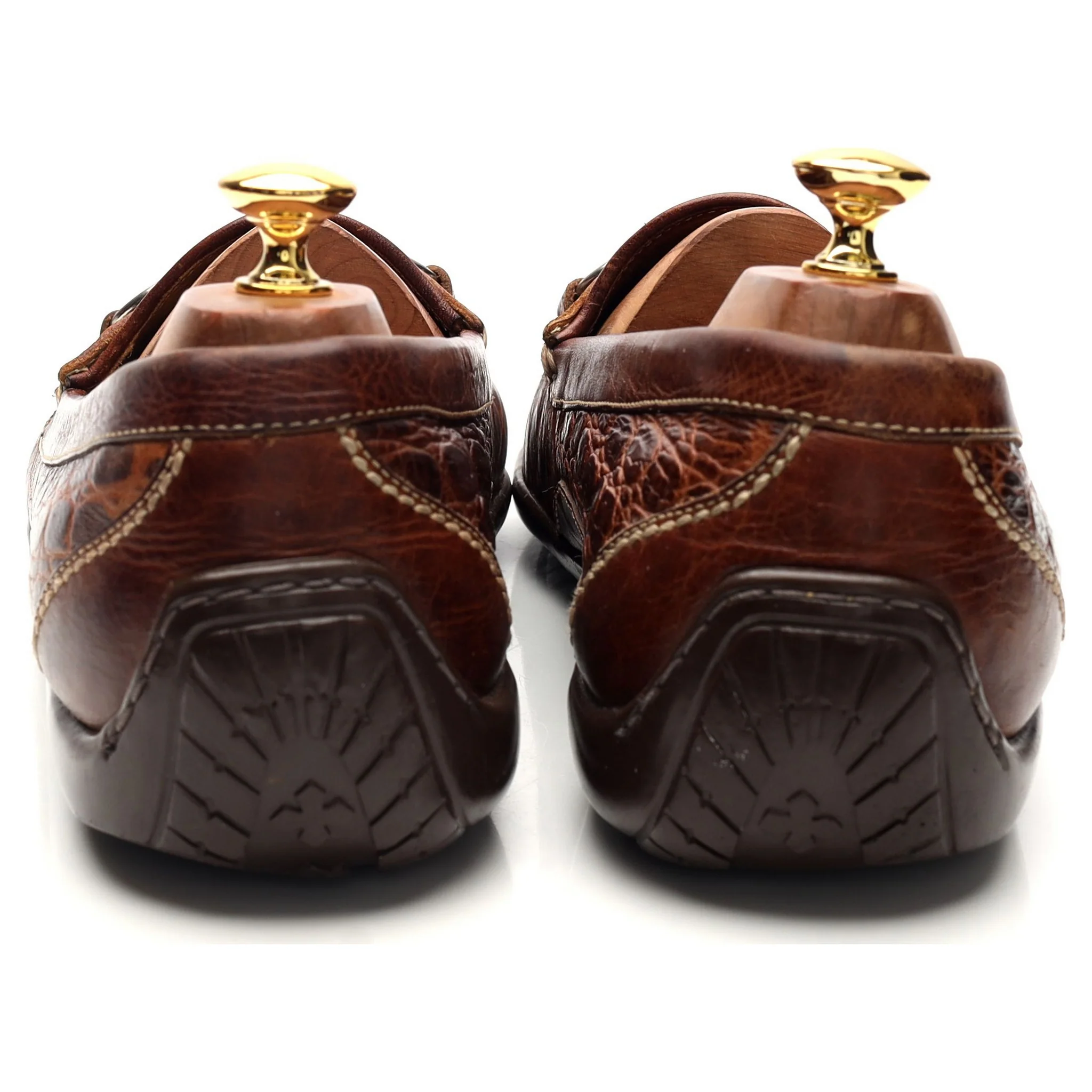 'Saxon' Brown Crocodile Grain Leather Horsebit Loafers UK 9.5 US 10.5 - Image 4