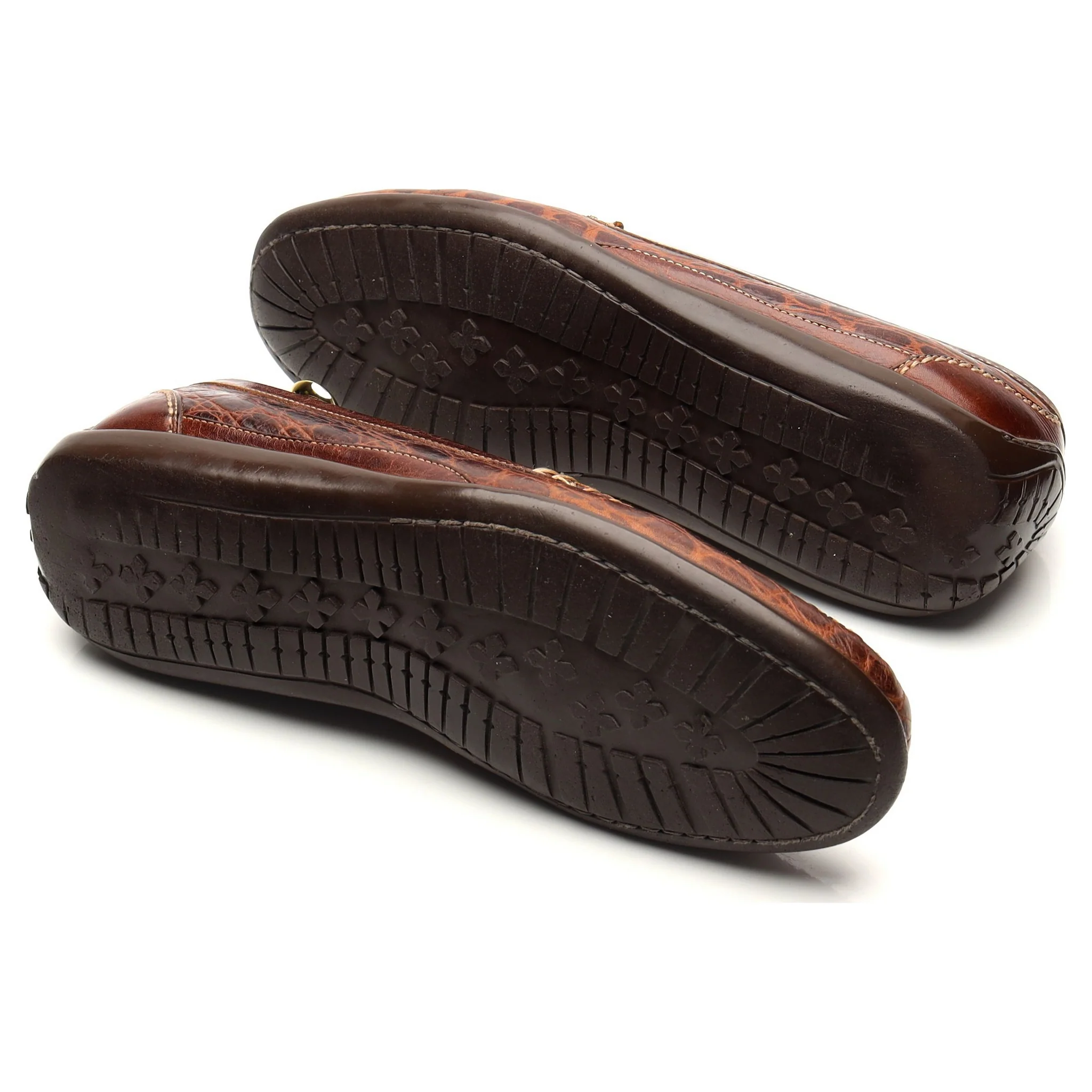 'Saxon' Brown Crocodile Grain Leather Horsebit Loafers UK 9.5 US 10.5 - Image 5