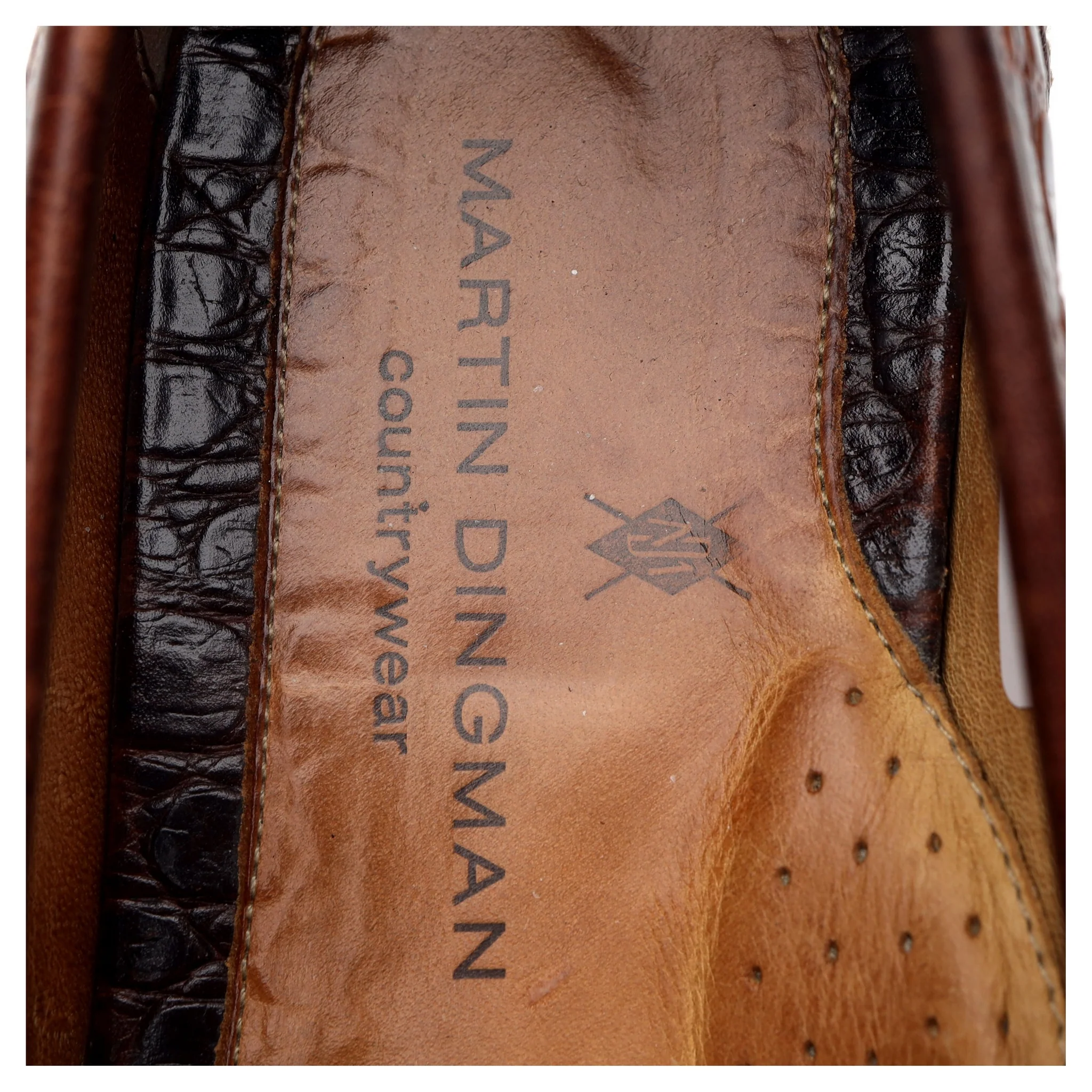 'Saxon' Brown Crocodile Grain Leather Horsebit Loafers UK 9.5 US 10.5 - Image 6