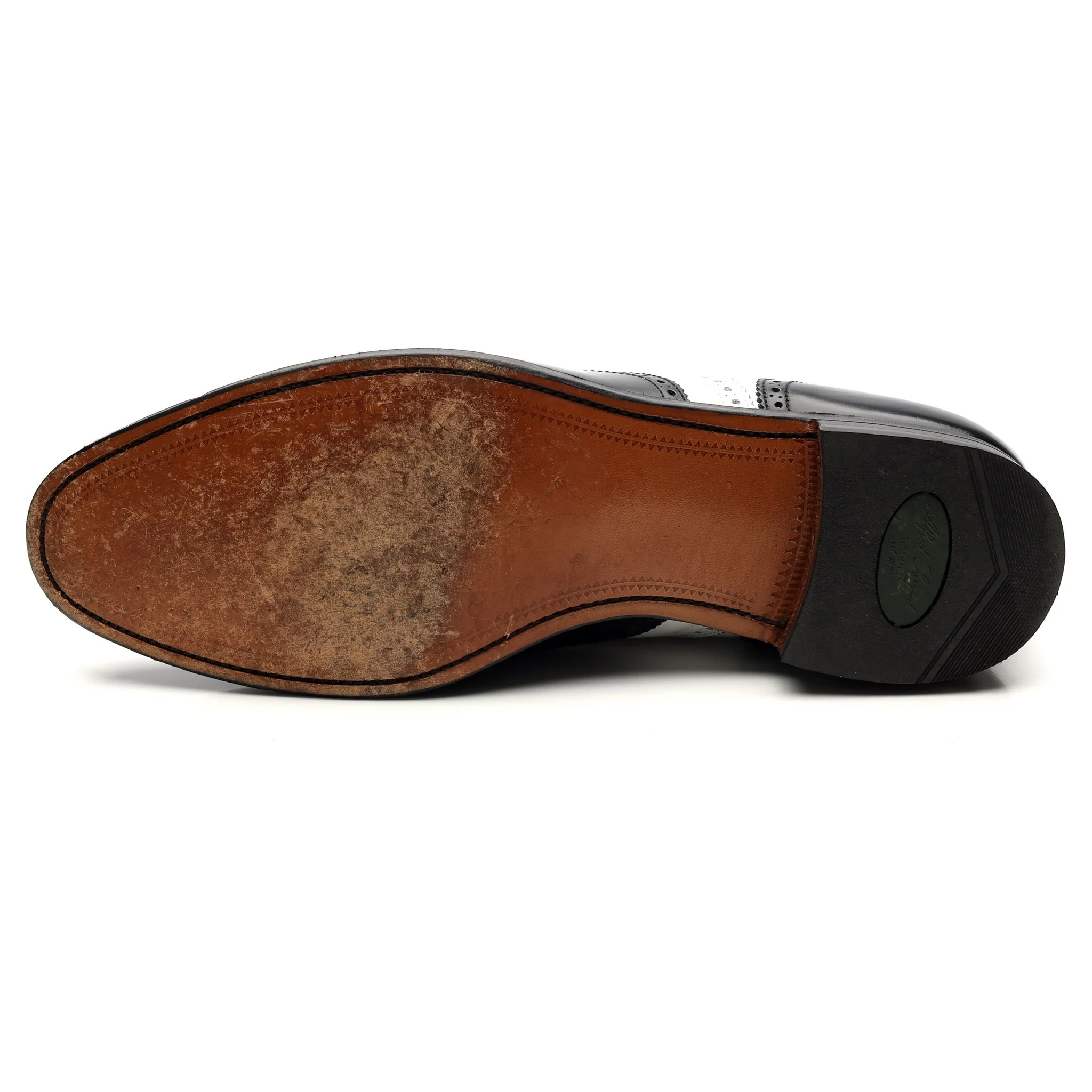 'George' Black White Leather Spectator Brogues UK 12 F - Image 10