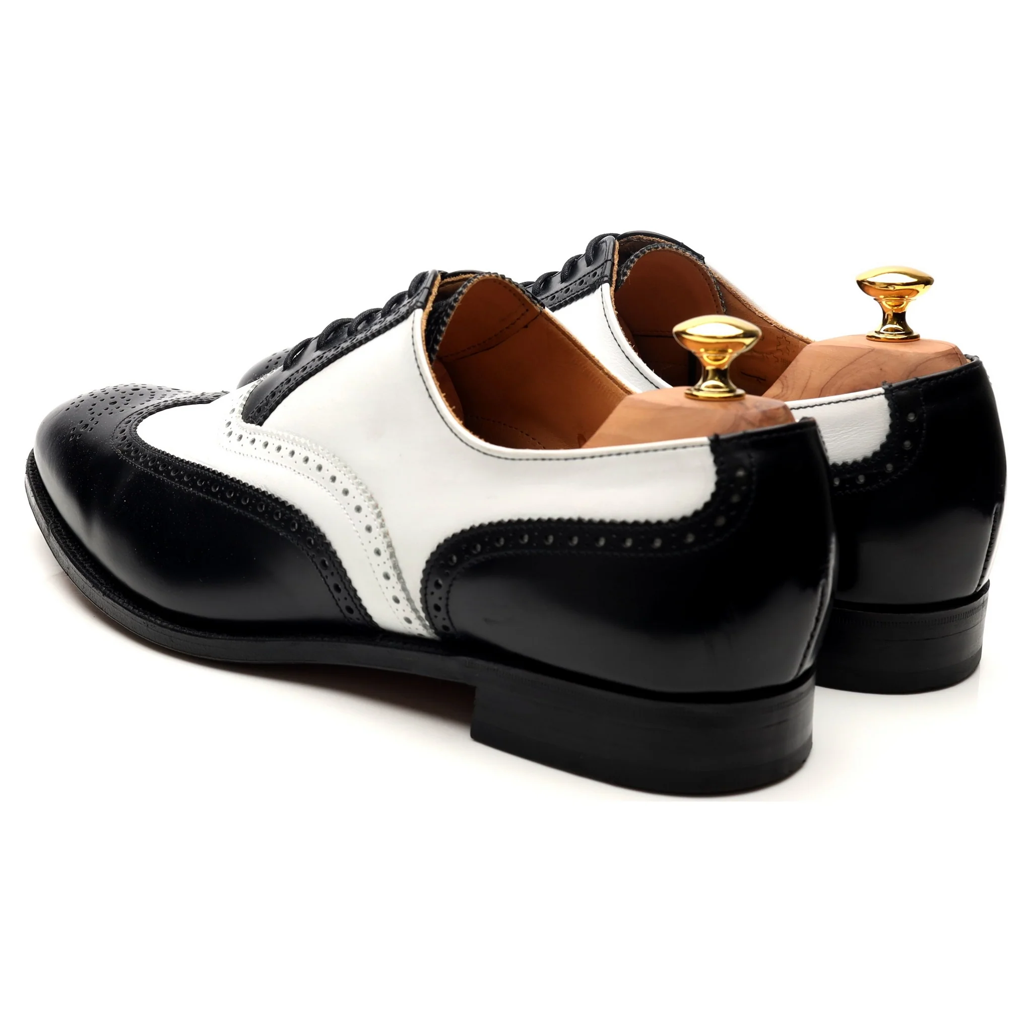 'George' Black White Leather Spectator Brogues UK 12 F - Image 3