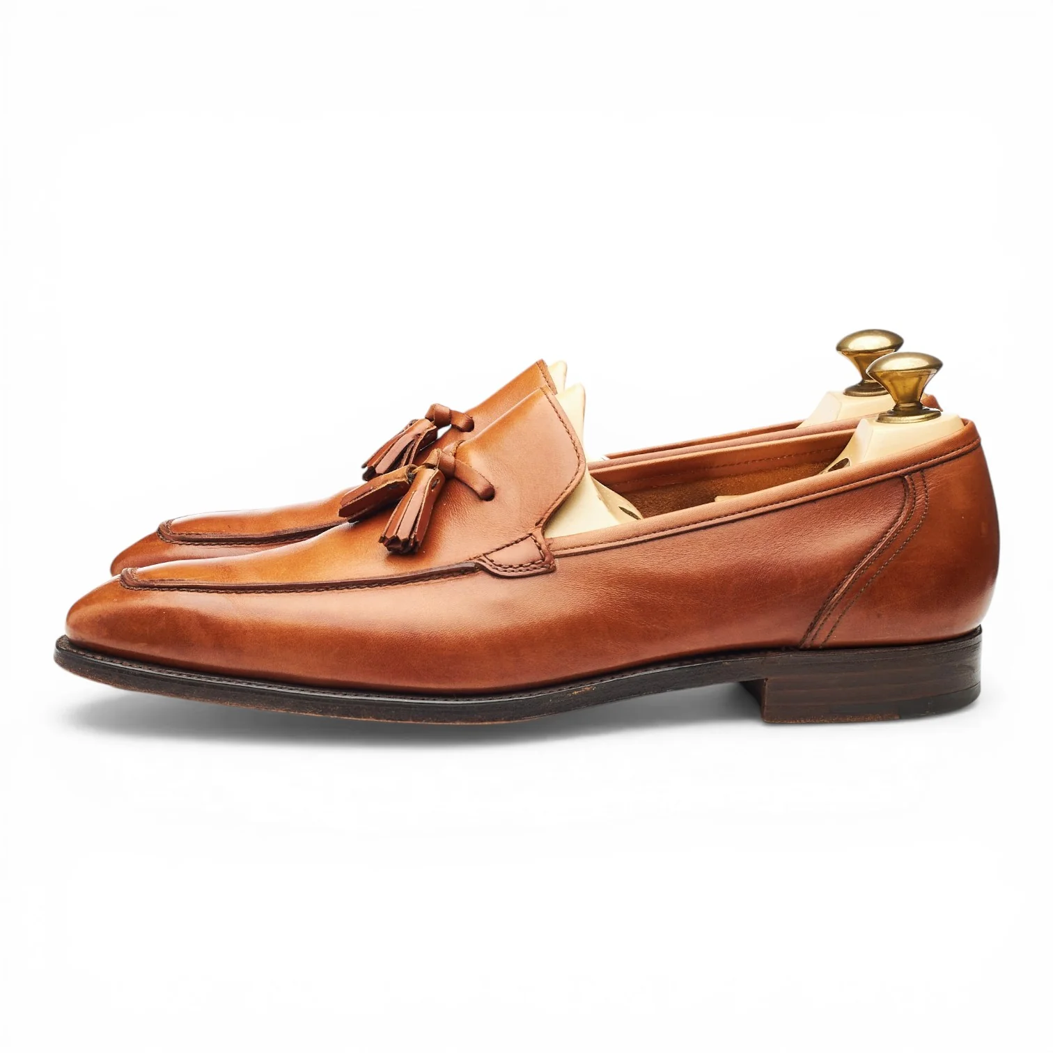 'Stanford' Tan Brown Leather Tassel Loafers UK 9.5 E - Image 3