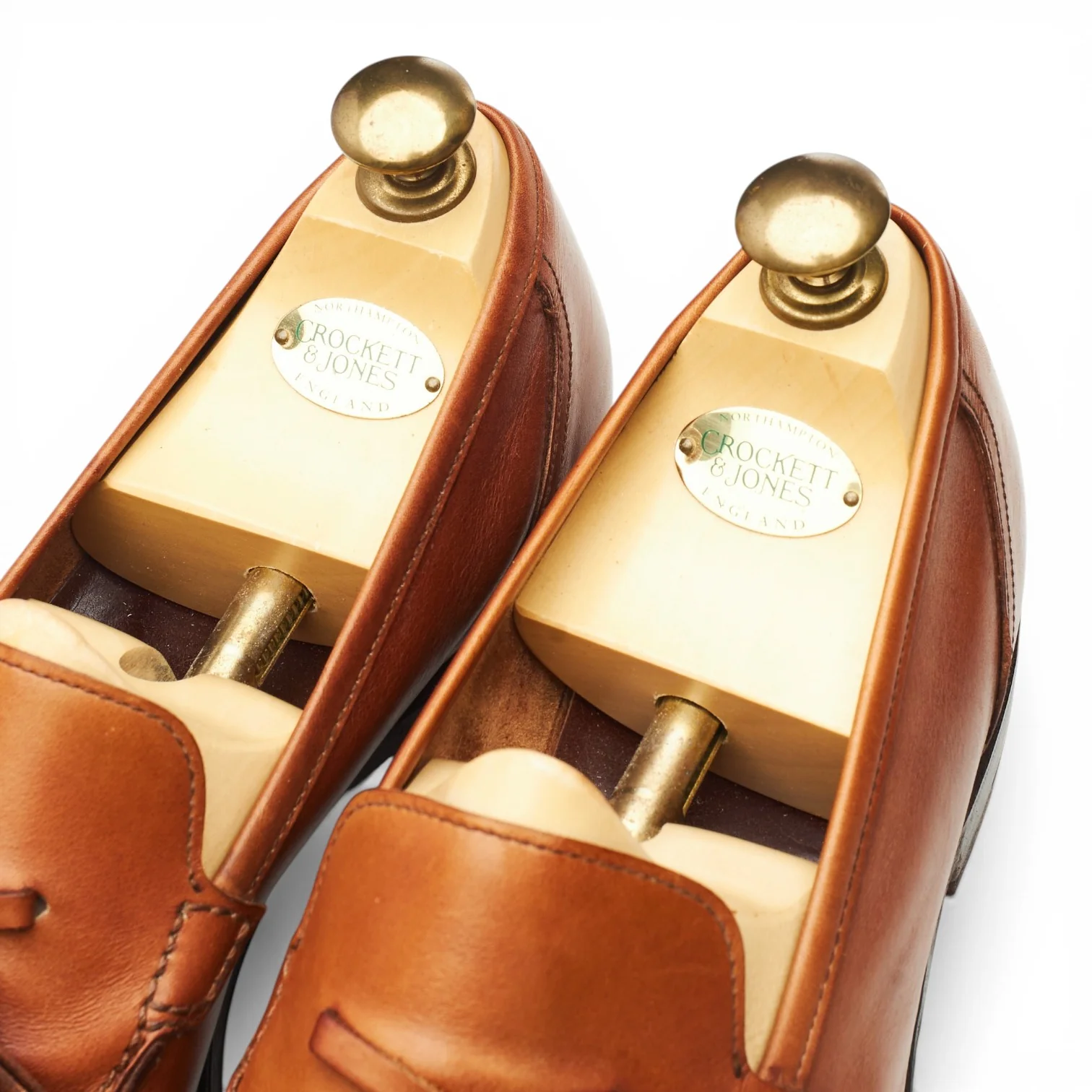 'Stanford' Tan Brown Leather Tassel Loafers UK 9.5 E - Image 4