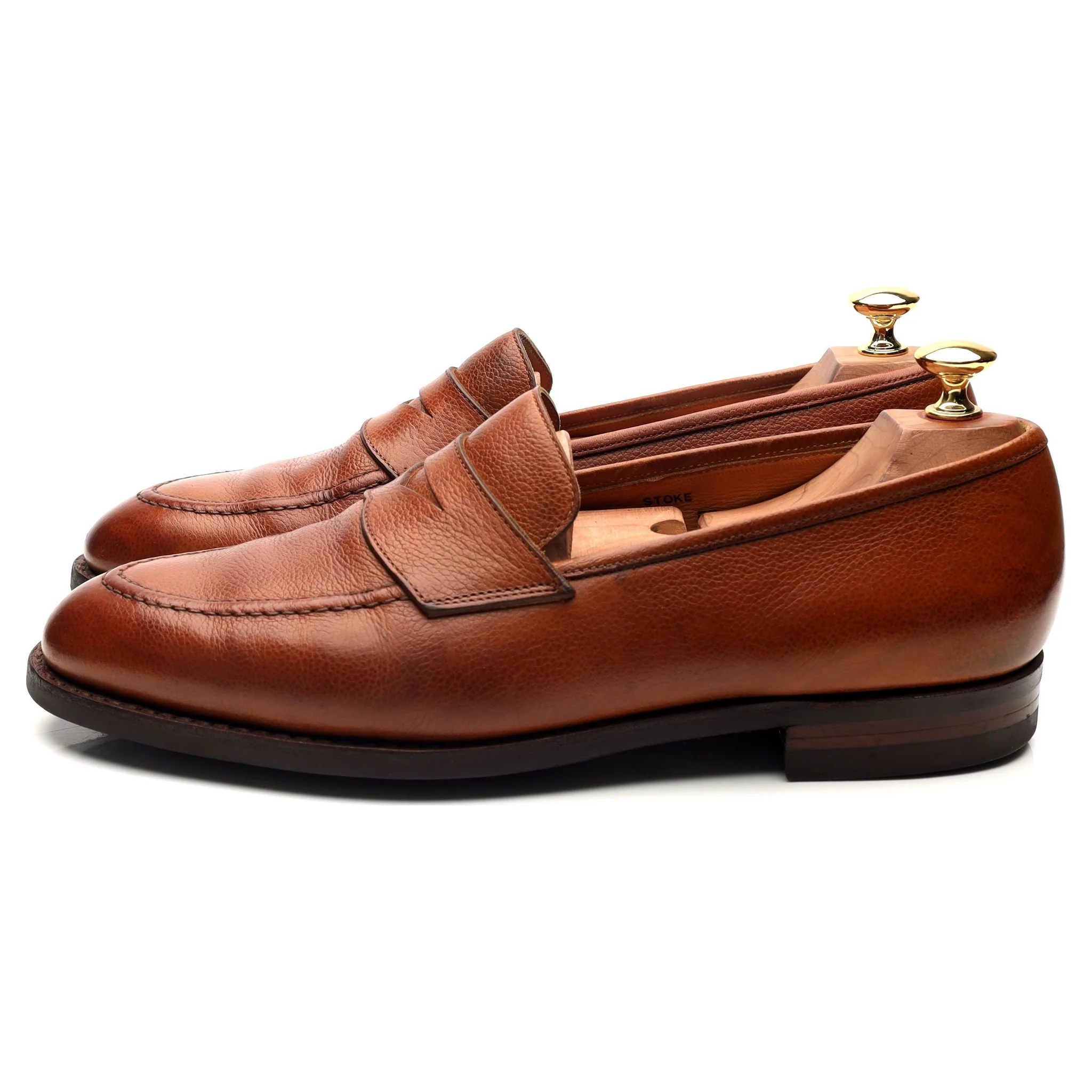 'Stoke' Tan Brown Leather Penny Loafers UK 9 EE - Image 2