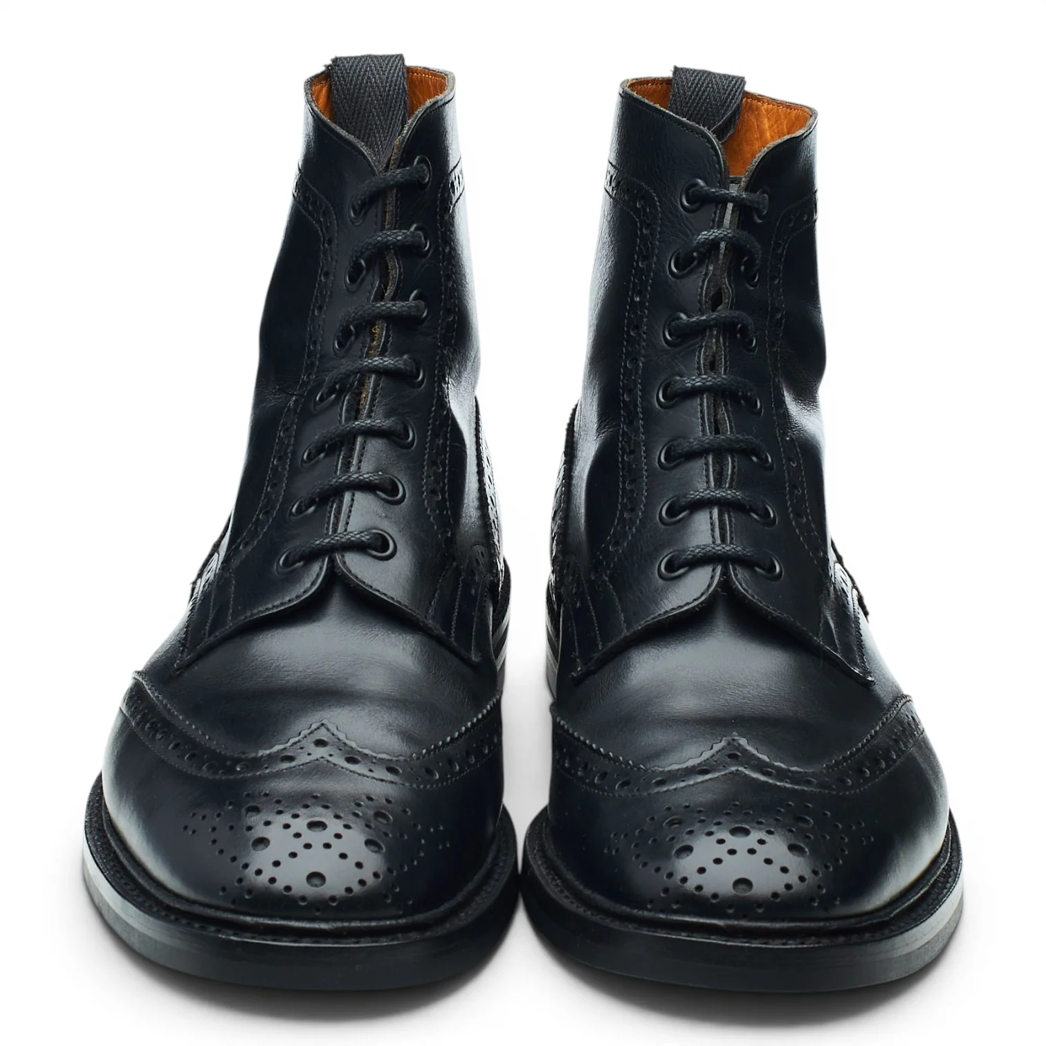 'Stow' Black Leather Brogue Boots UK 10 - Image 2