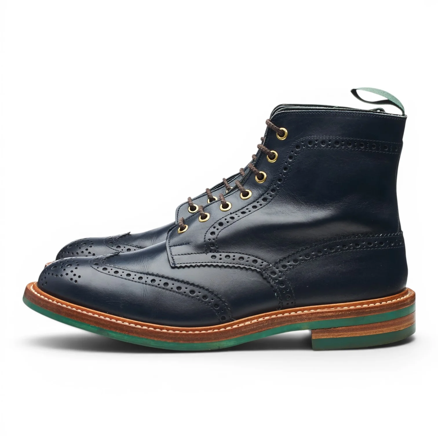'Stow' Navy Blue Leather Brogue Boots UK 9.5 - Image 3