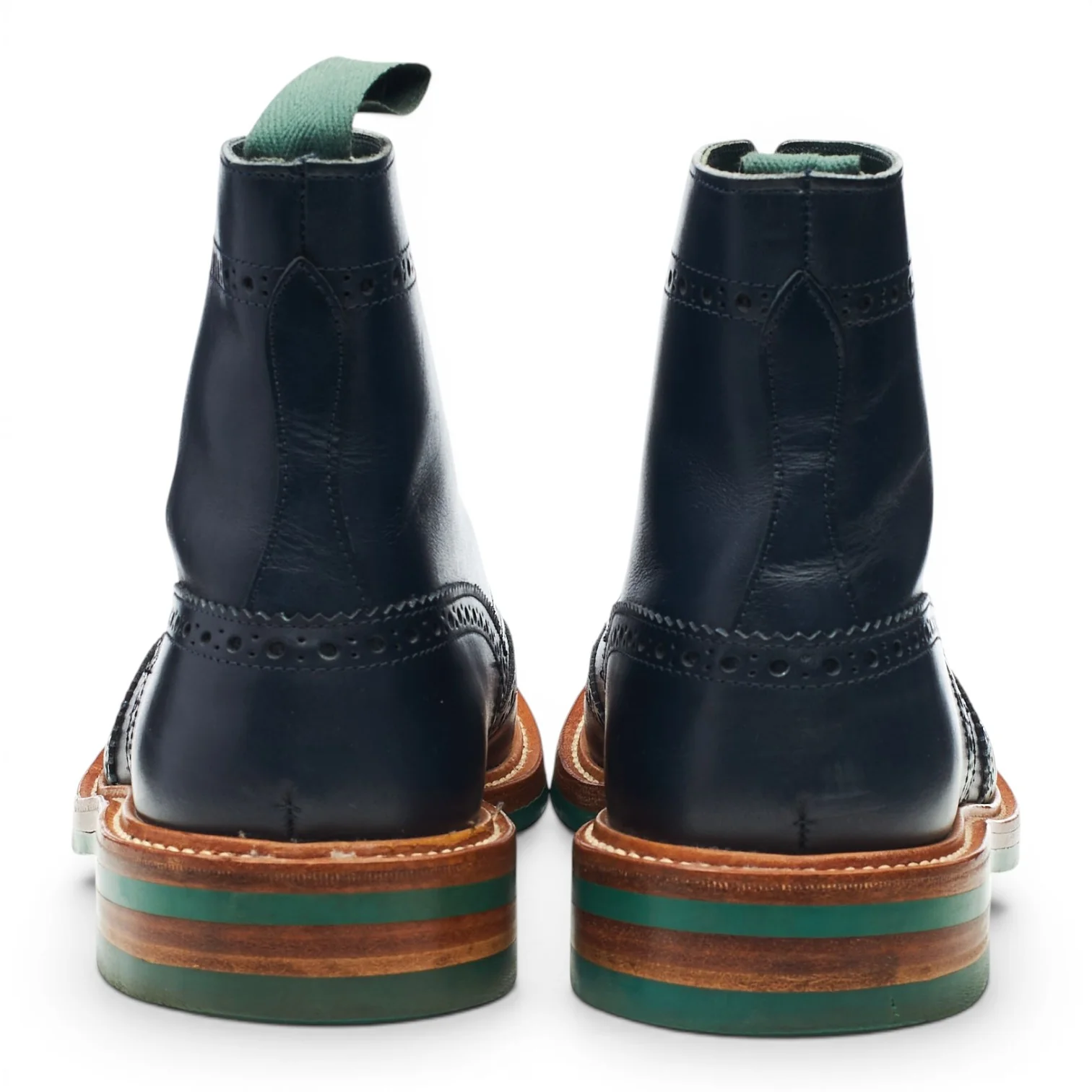 'Stow' Navy Blue Leather Brogue Boots UK 9.5 - Image 4