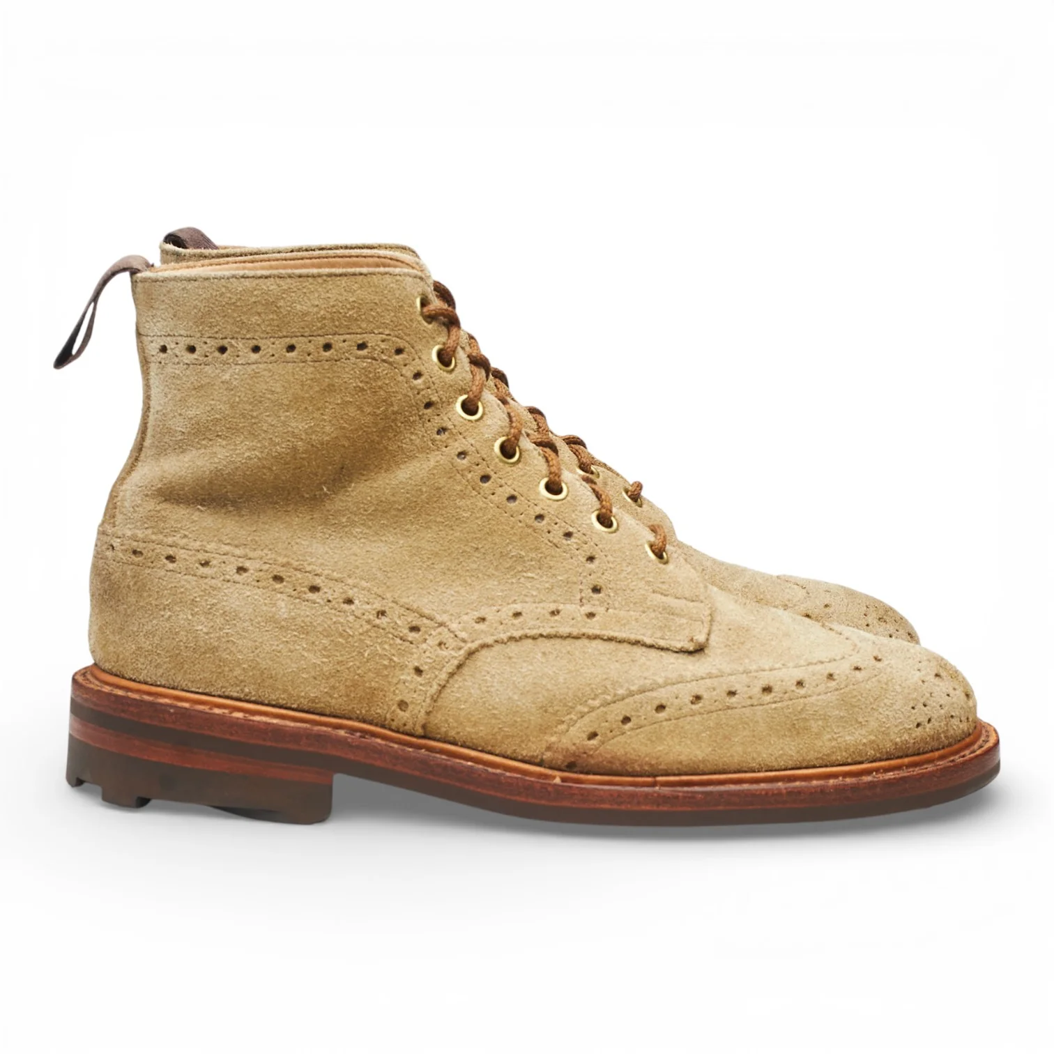 'Stow' Sand Suede Brogue Boots UK 6.5