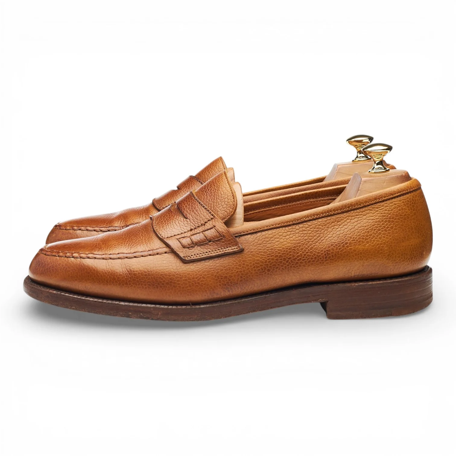 'Stowe' Tan Brown Grain Leather Loafers UK 10 E - Image 3