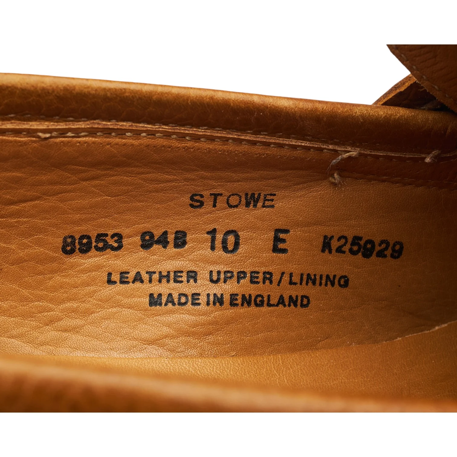 'Stowe' Tan Brown Grain Leather Loafers UK 10 E - Image 7