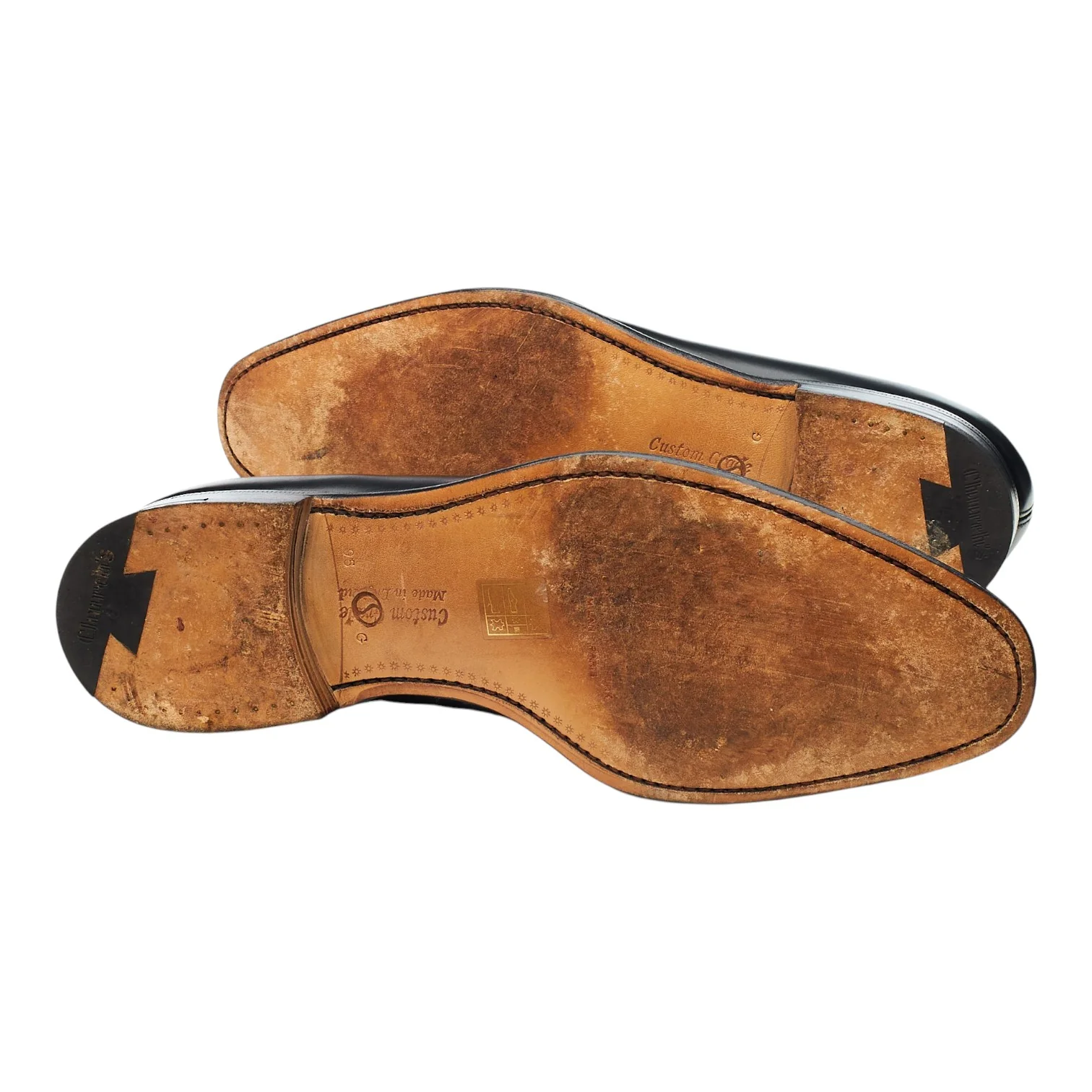 'Swanley' Black Leather Split Toe Loafers UK 9.5 G - Image 5