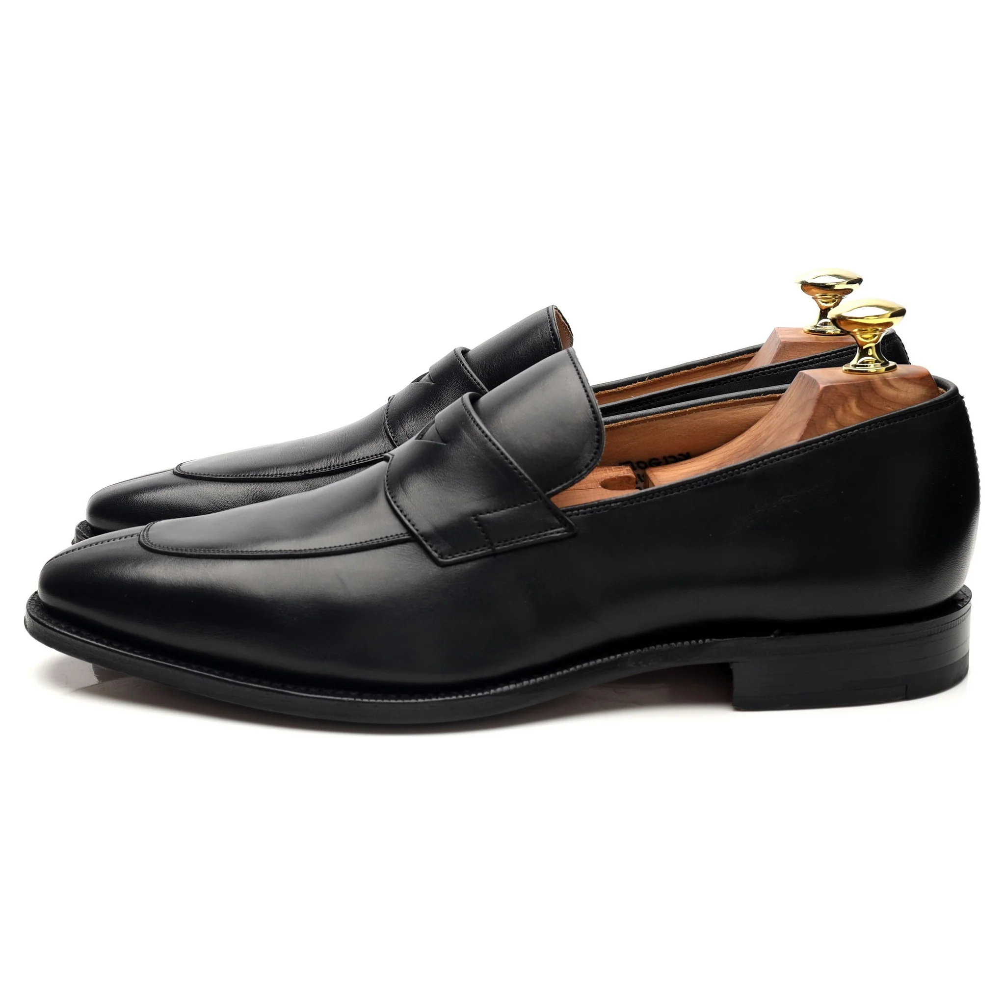 'Swanley' Black Leather Split Toe Penny Loafers UK 7 G - Image 3