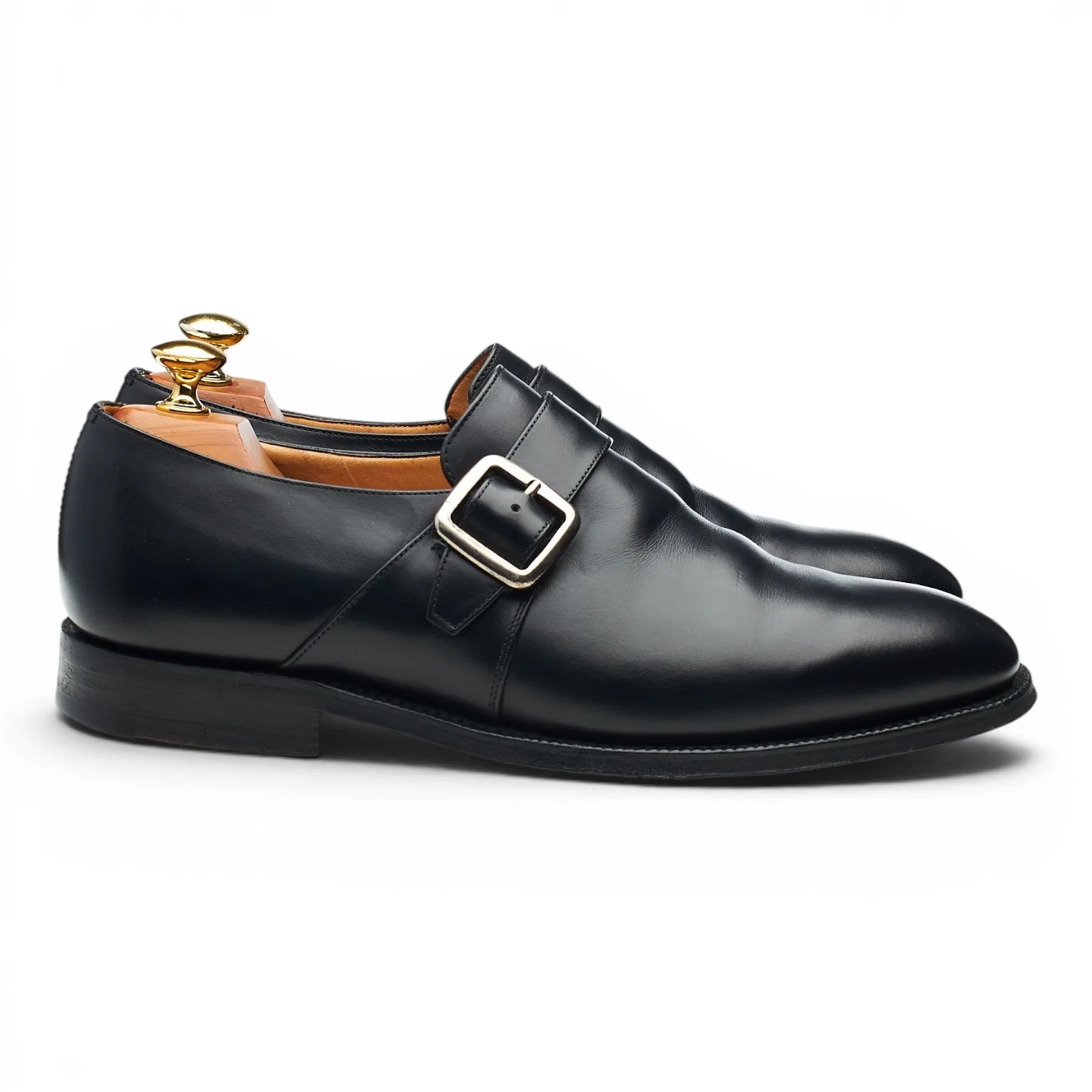 'Sydney' Black Leather Single Monk Strap UK 8 G