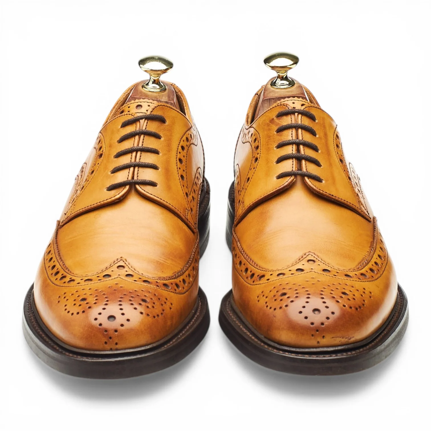 Tan Brown Leather Derby Brogues UK 7.5 F - Image 2