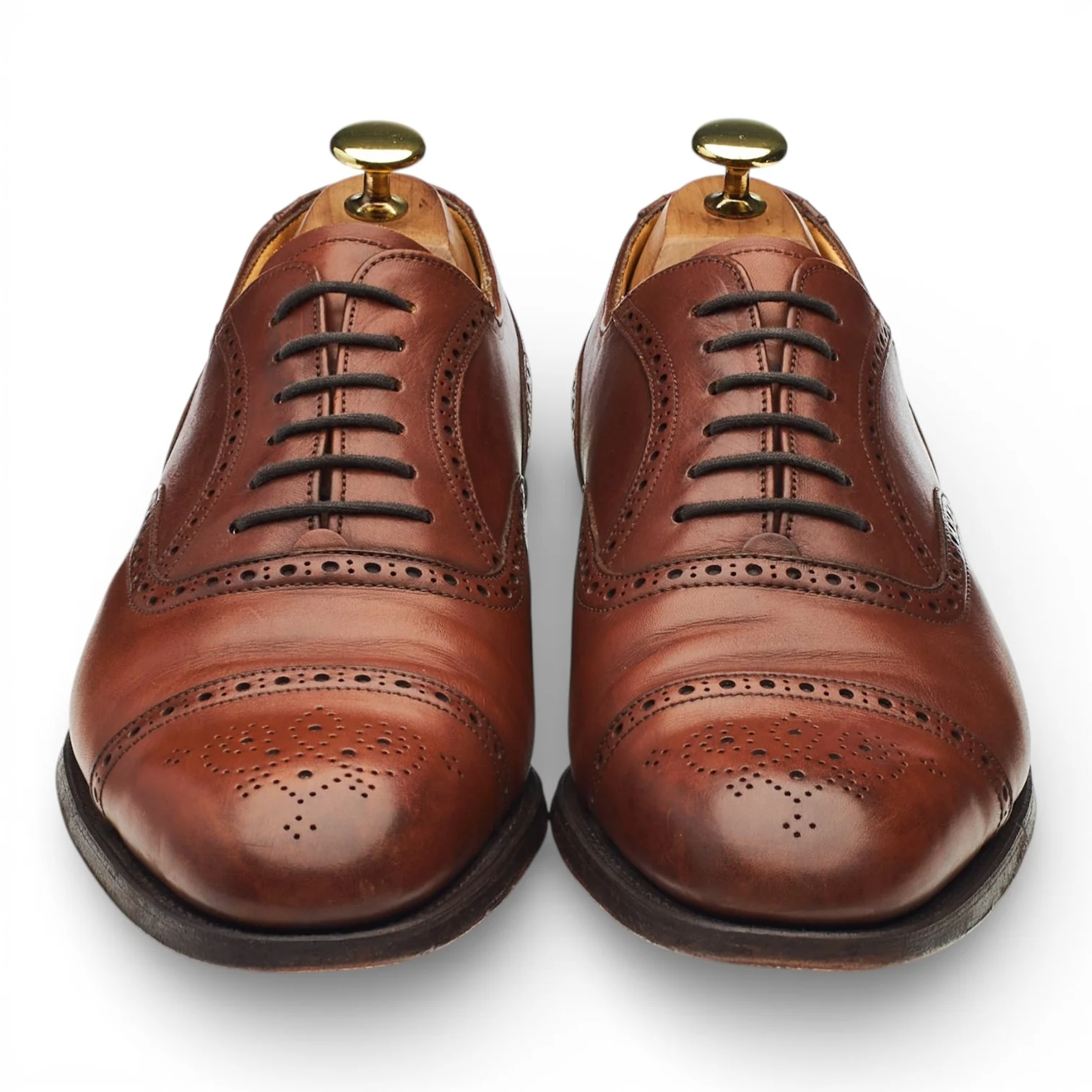 Vintage Tan Brown Leather Oxford Brogues UK 8 G - Image 2