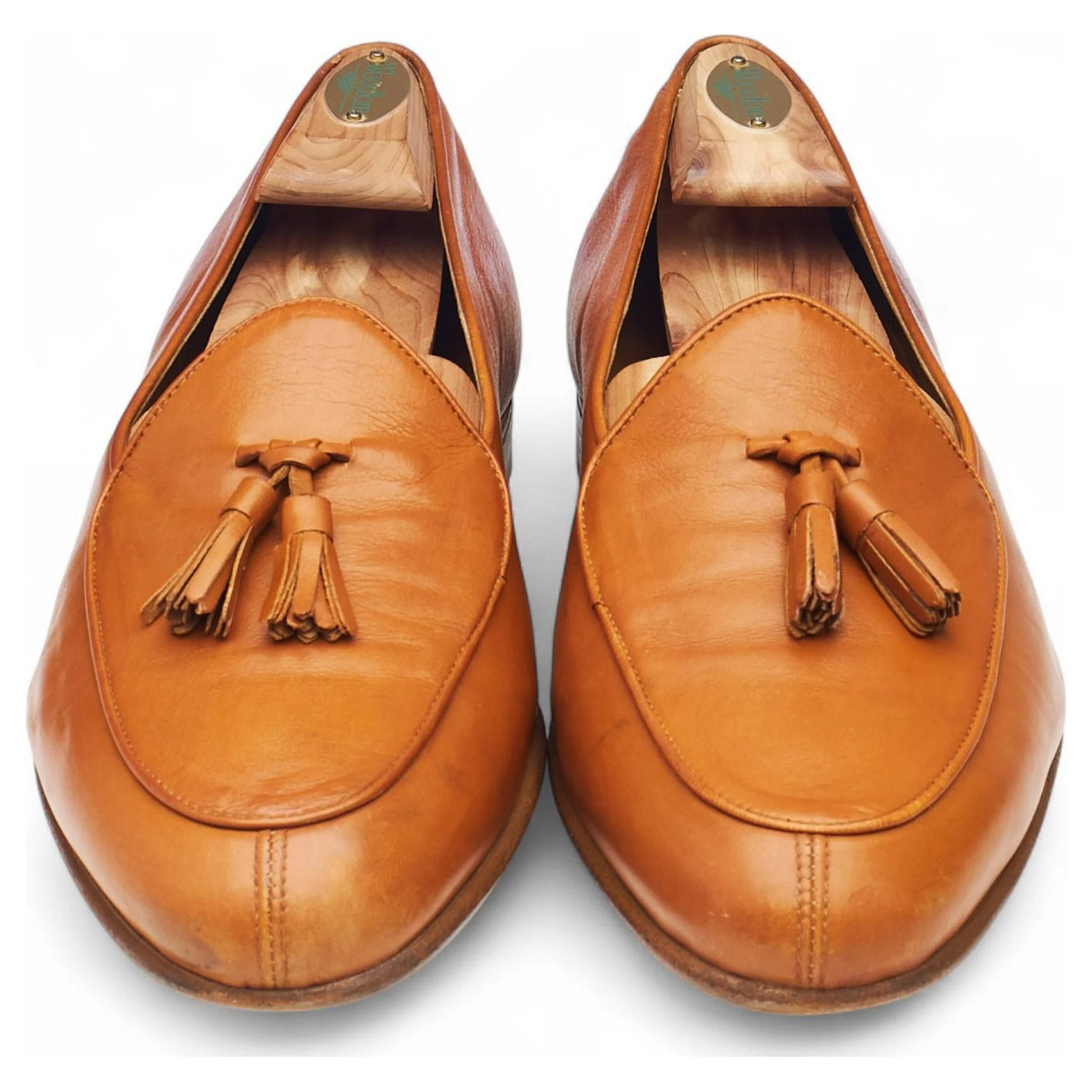 Tan Brown Leather Tassel Loafers UK 10 US 10.5 - Image 2