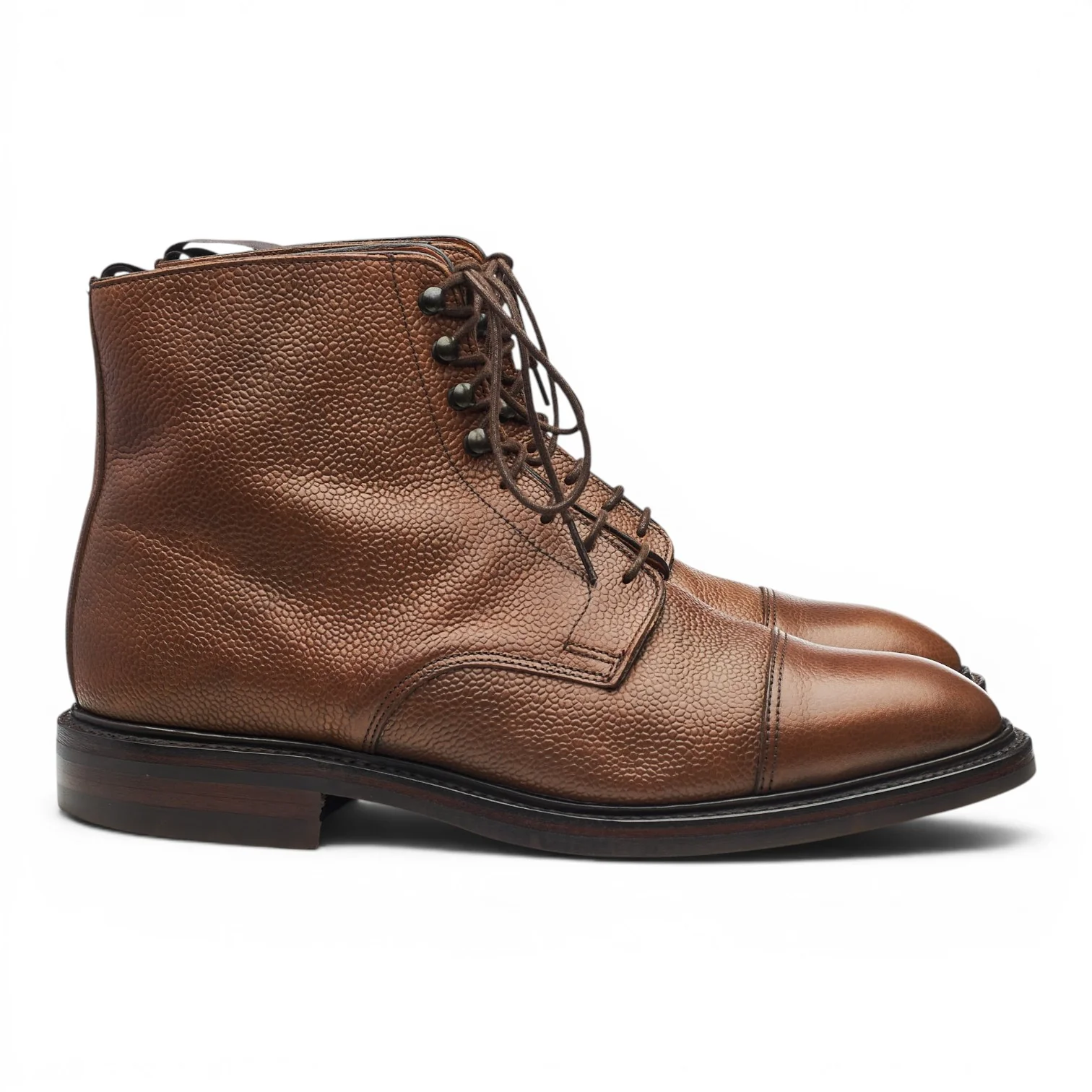 'Taron' Brown Grain Leather Boots UK 9.5 F