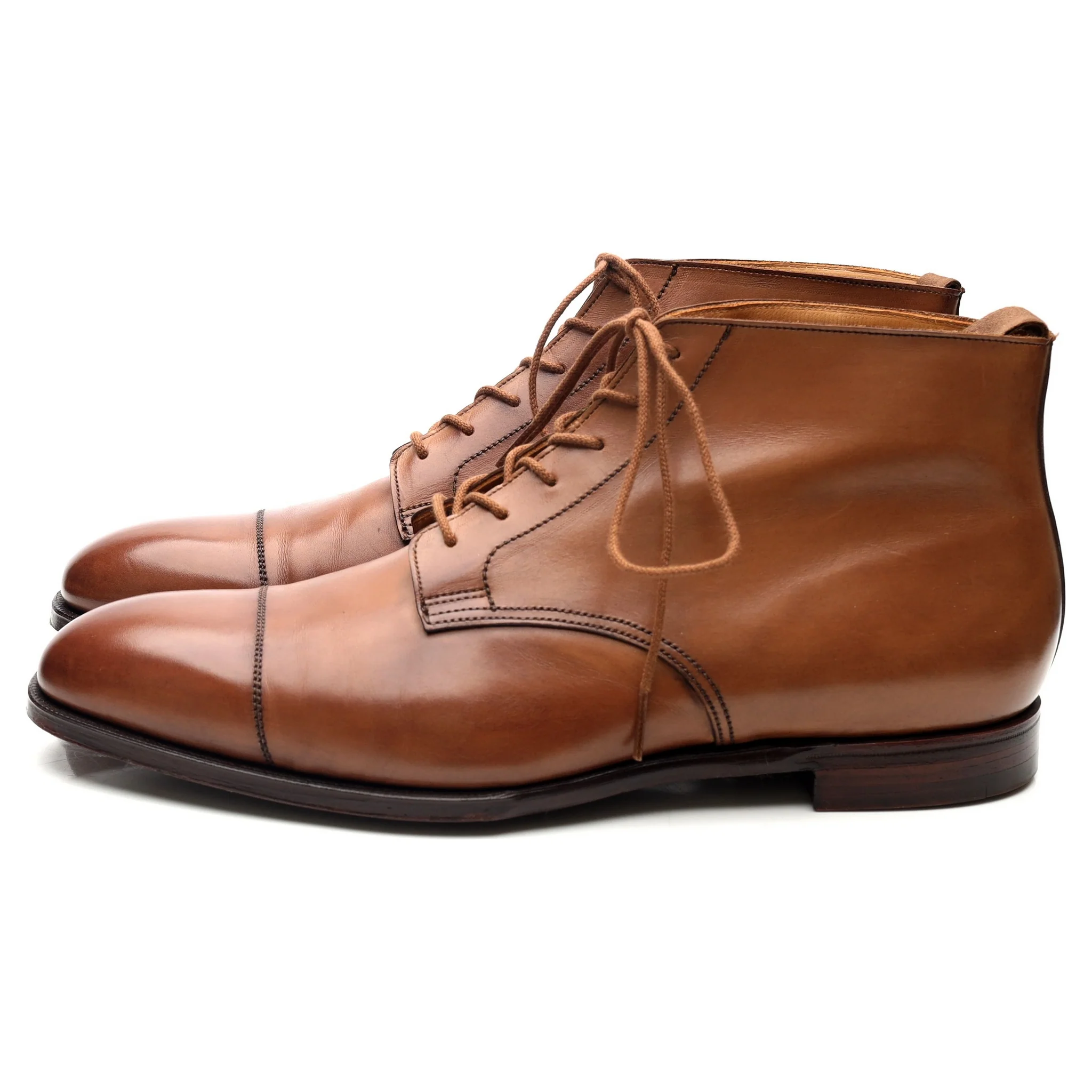 'Tees' Tan Brown Leather Boots UK 9.5 E - Image 2
