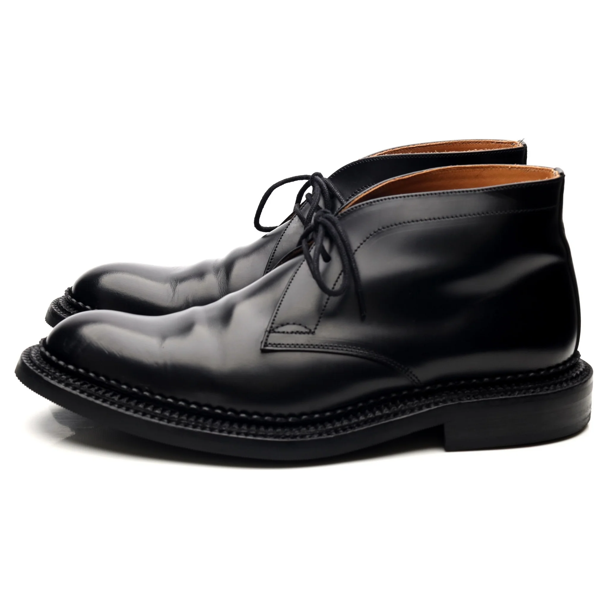 Triple Welt Black Leather Chukka Boots UK 8.5 F - Image 2