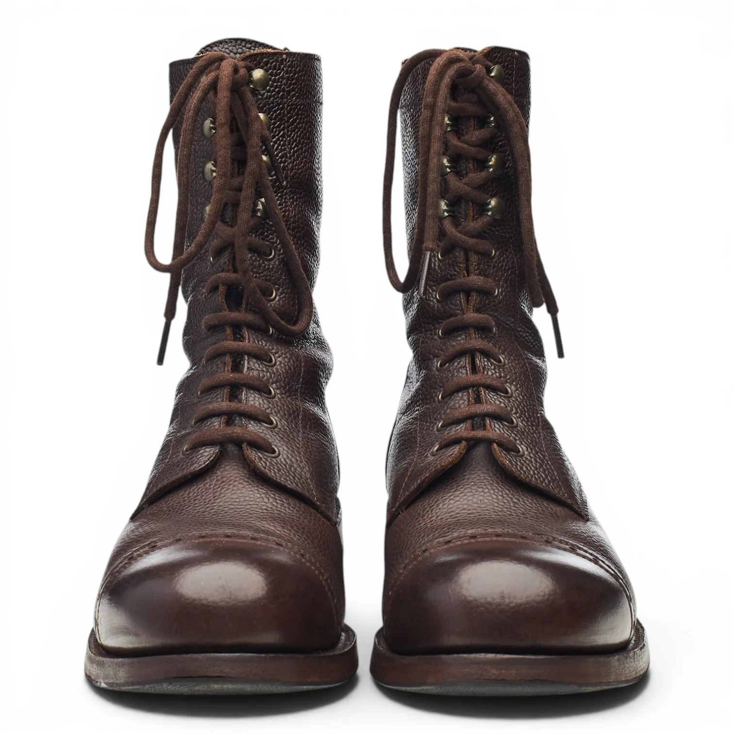 'Tiger Moth' Dark Brown Grain Leather Military Boots UK 10 F - Image 2