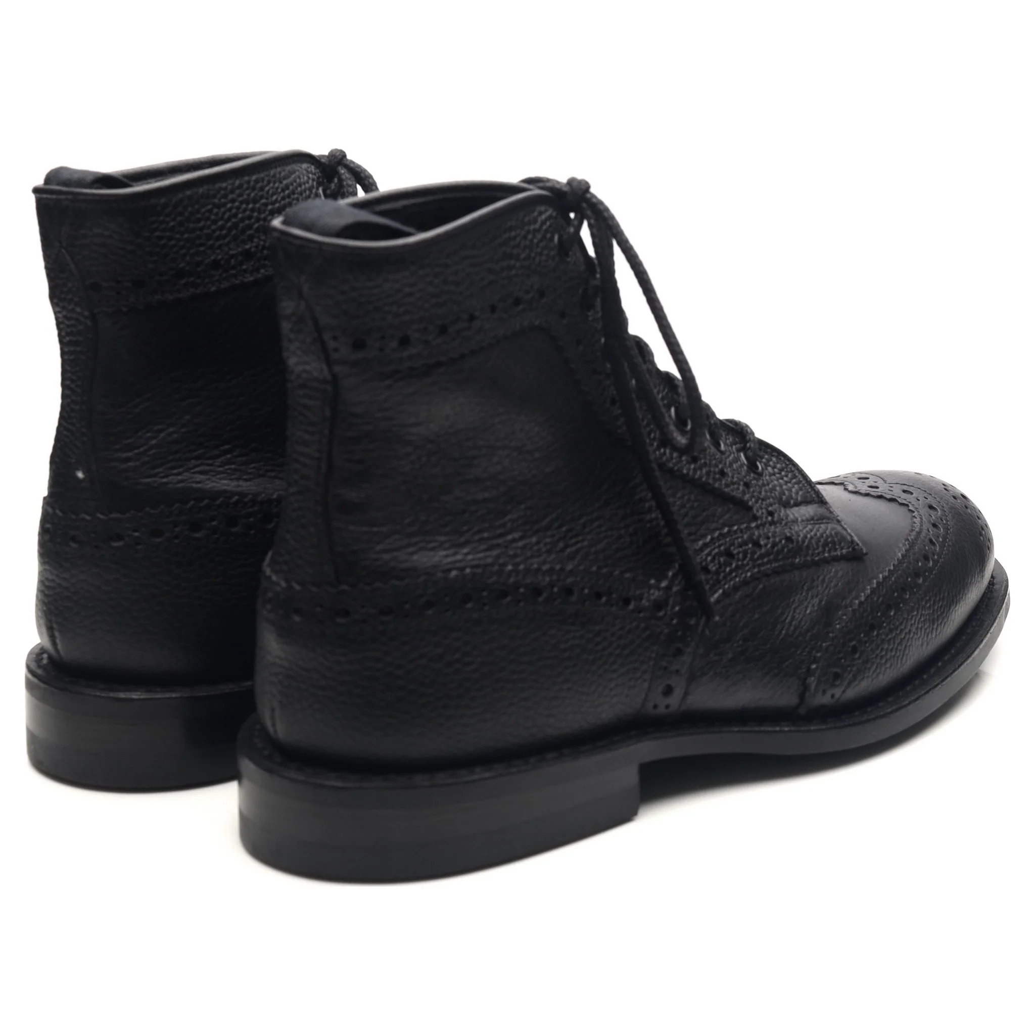 'Adstone' Black Leather Brogue Boots UK 6.5 - Image 5