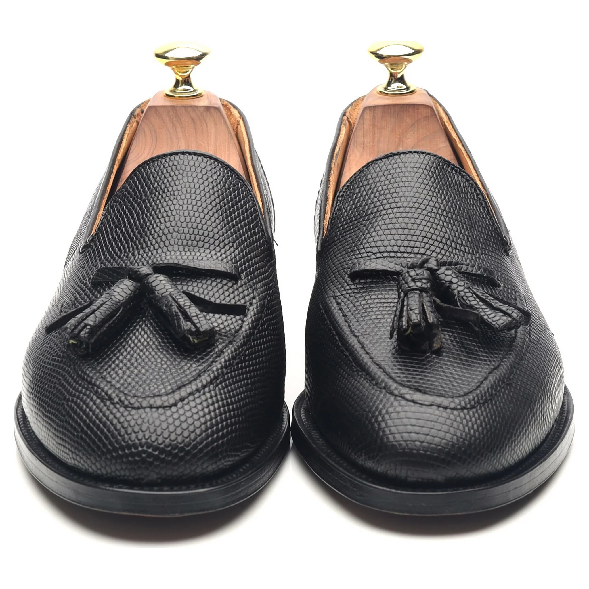 Black Leather Tassel Loafers UK 7 - Image 8