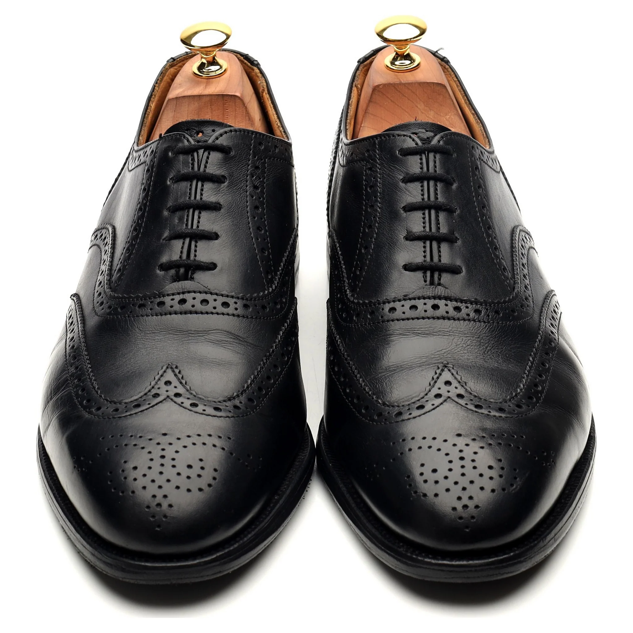 Black Leather Brogues UK 10 - Image 9