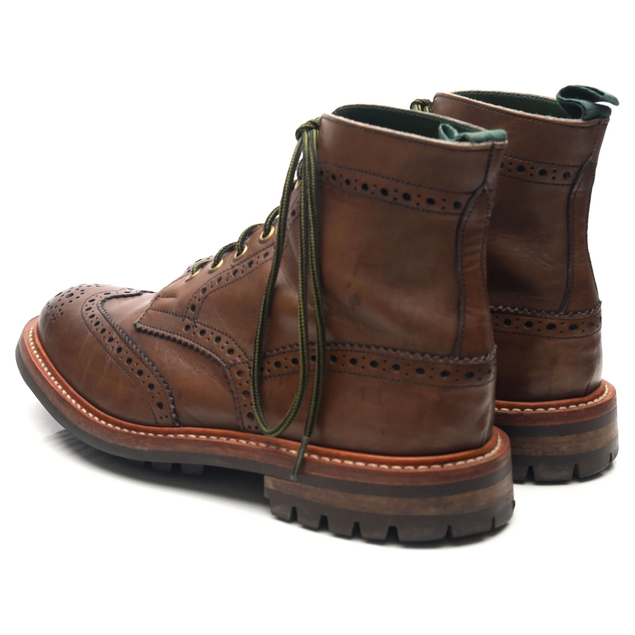 'Stow' Brown Leather Brogue Boots UK 7.5 - Image 3