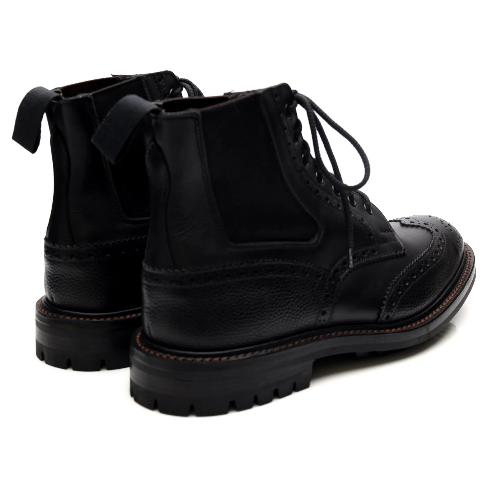 'Ellis' Black Leather Brogue Boots UK 9 - Image 5