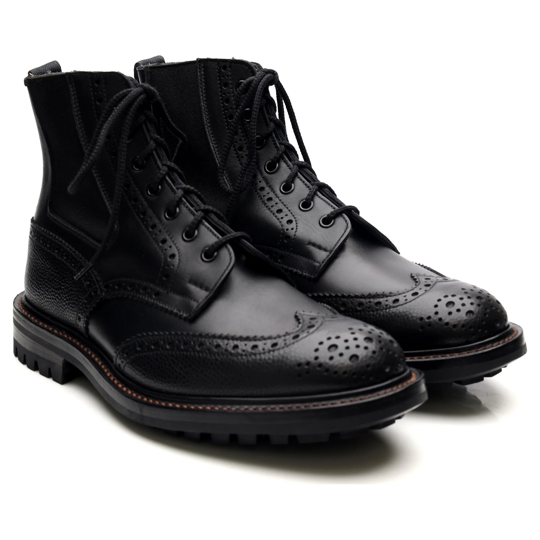 'Ellis' Black Leather Brogue Boots UK 9 - Image 7