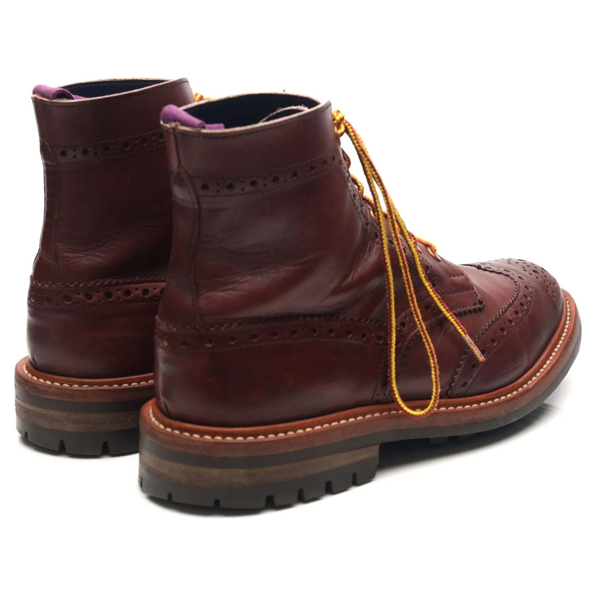 'Stow' Burgundy Leather Brogue Boots UK 7.5 - Image 5