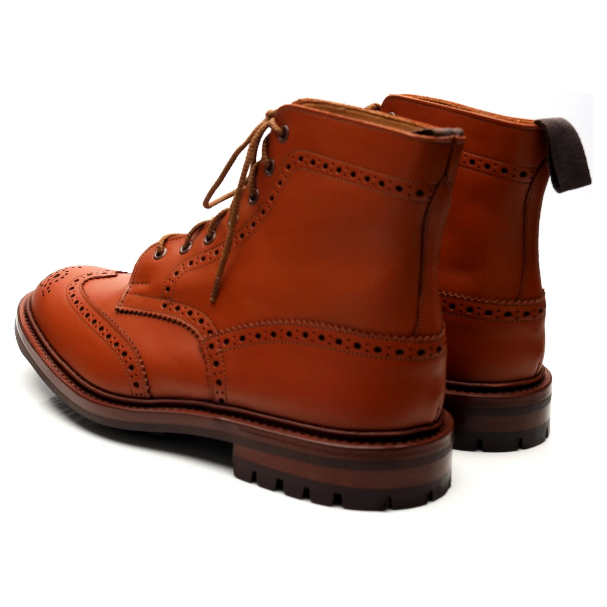 'Malton' Tan Brown Leather Brogue Boots UK 11 - Image 3