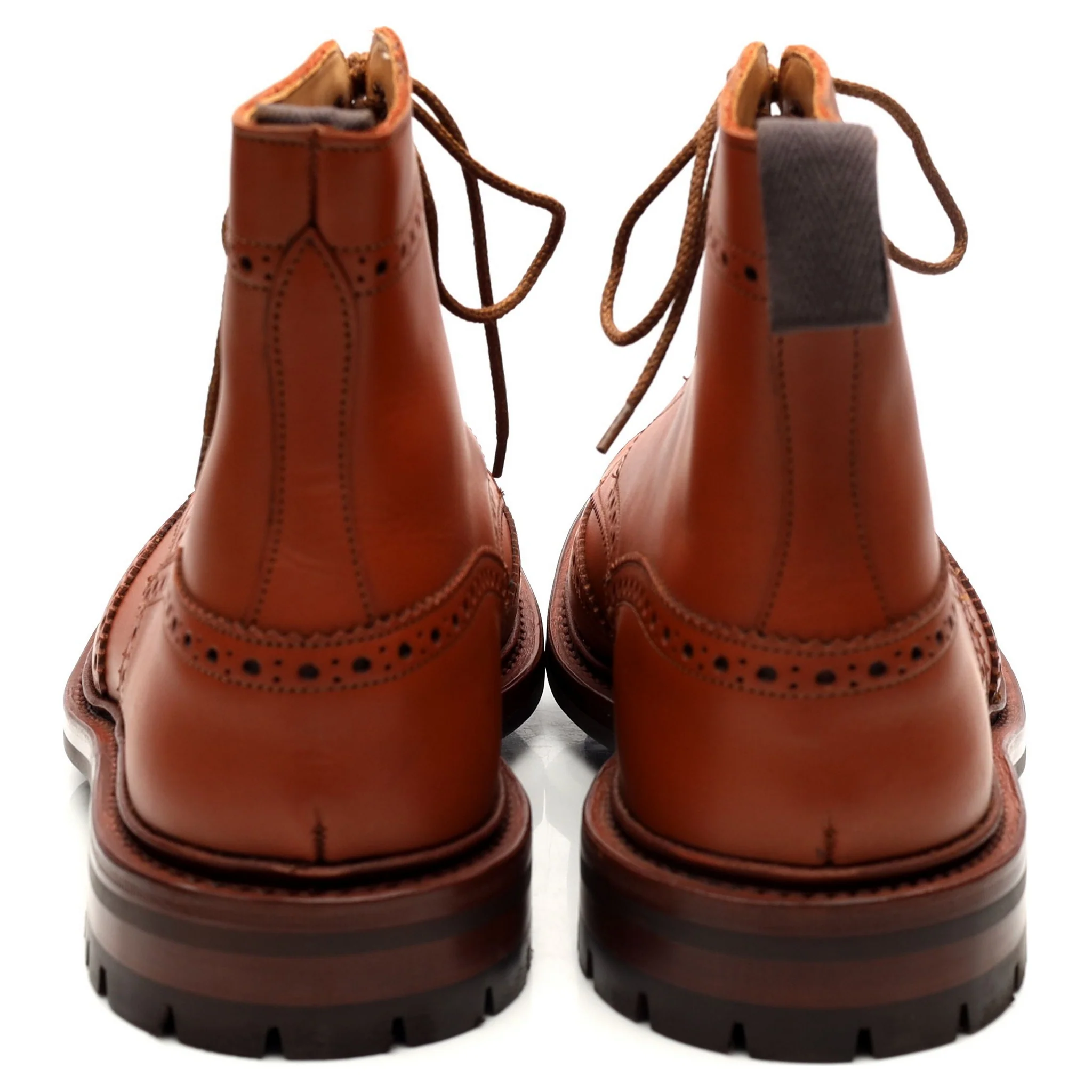 'Malton' Tan Brown Leather Brogue Boots UK 11 - Image 4