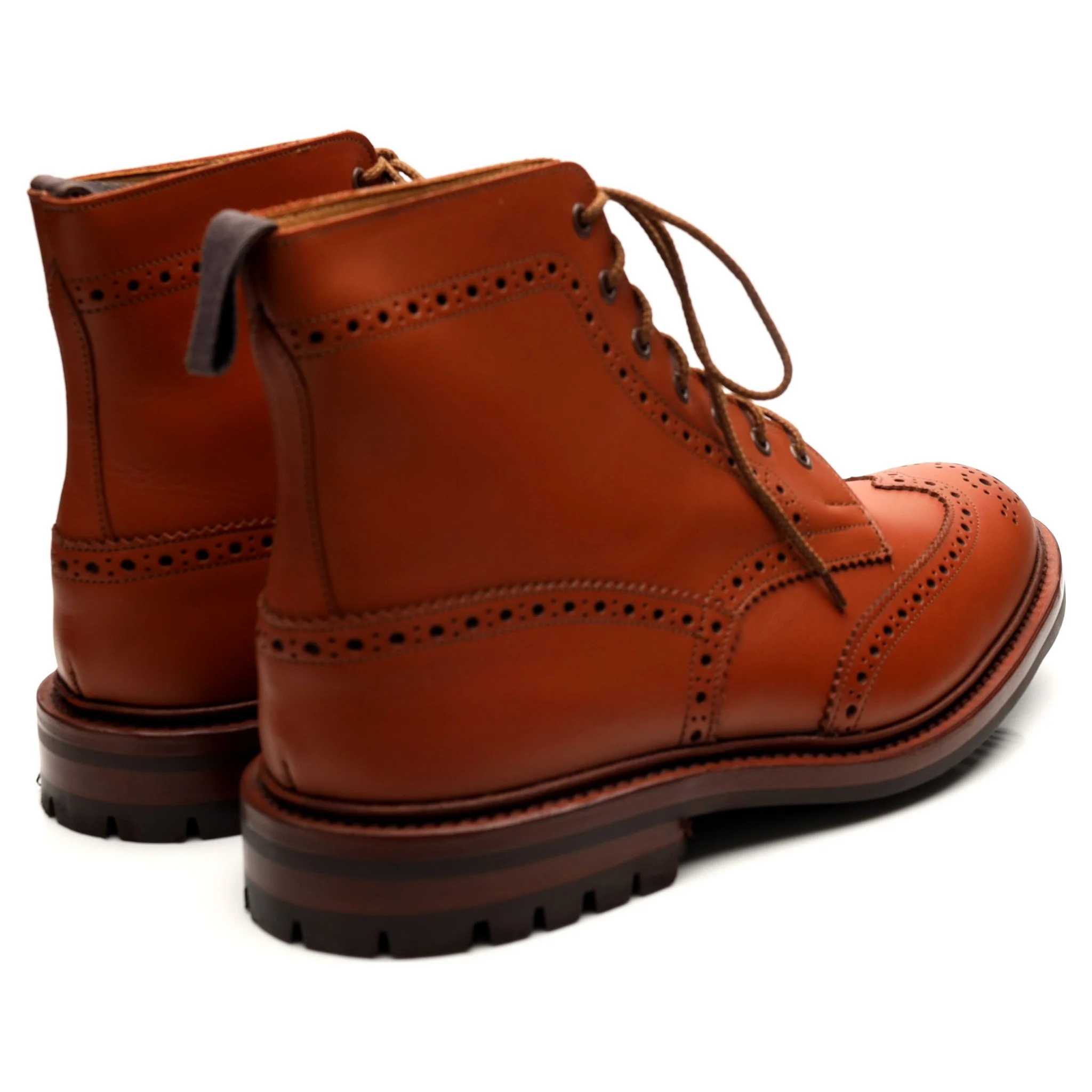 'Malton' Tan Brown Leather Brogue Boots UK 11 - Image 5