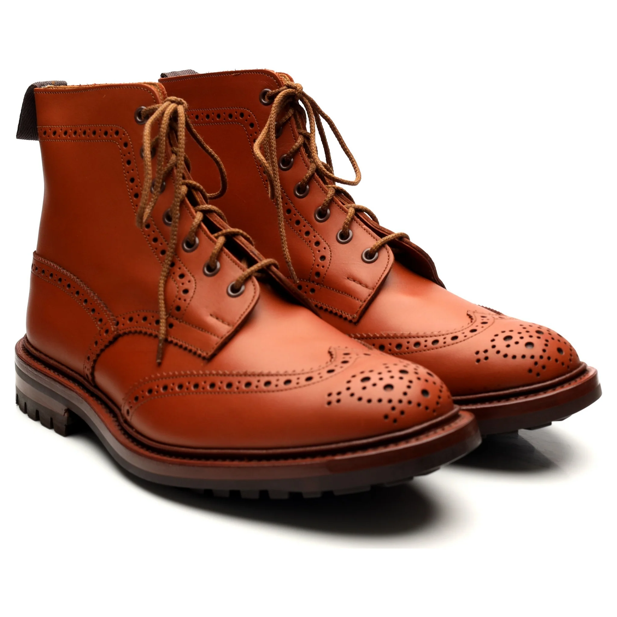 'Malton' Tan Brown Leather Brogue Boots UK 11 - Image 7