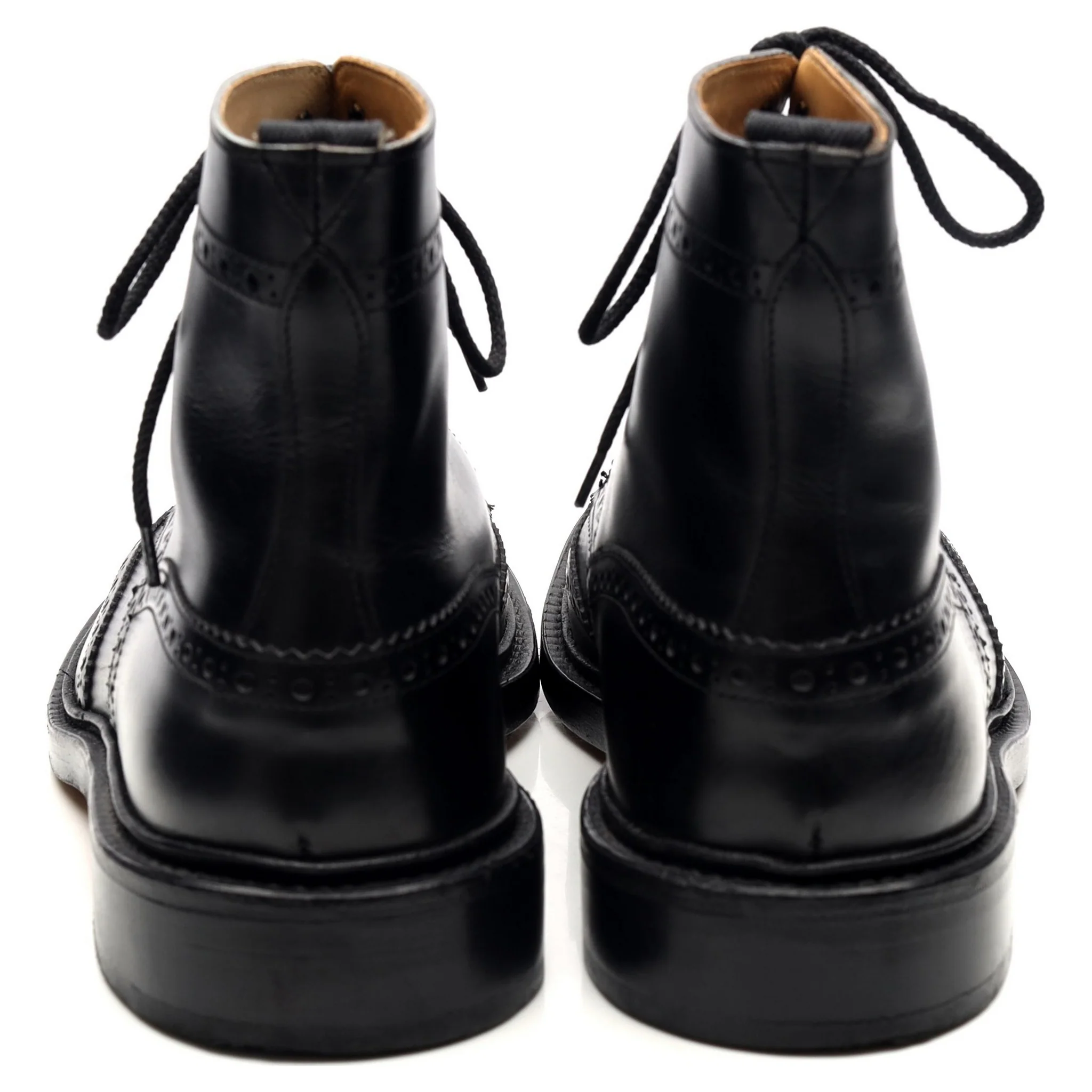 'Stow' Black Leather Brogue Boots UK 11.5 - Image 4