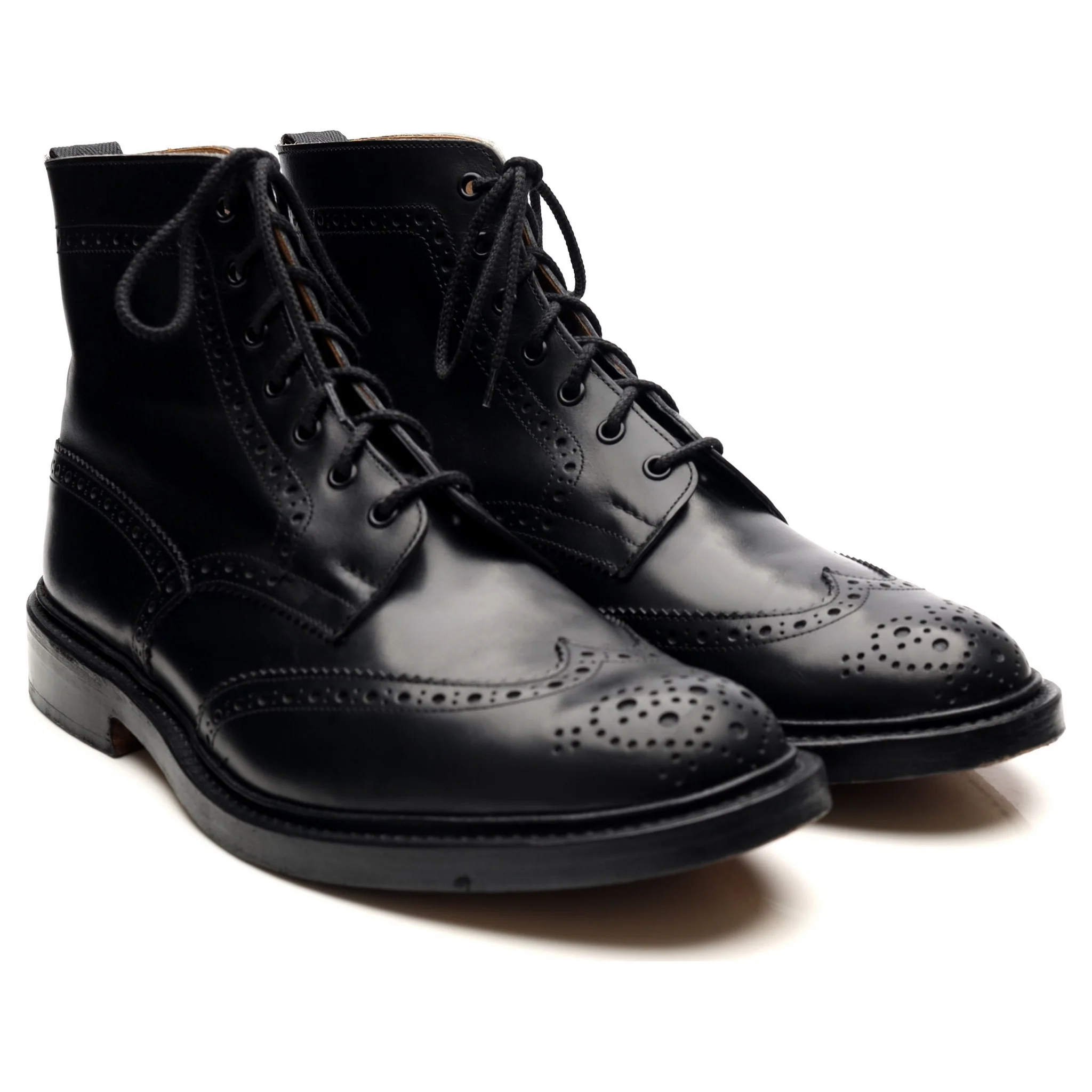 'Stow' Black Leather Brogue Boots UK 11.5 - Image 7