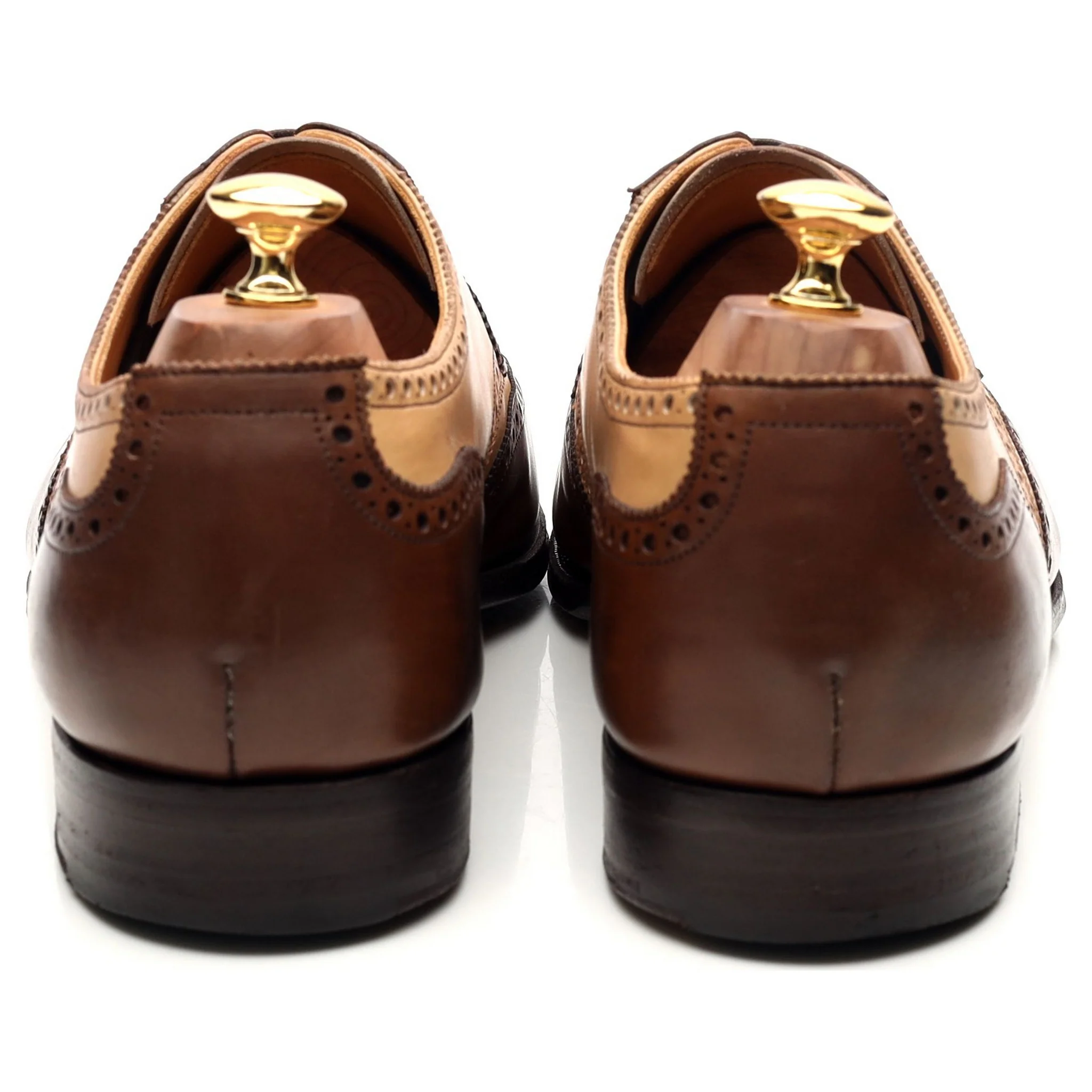 Brown Cream Two Tone Leather Derby Brogues UK 10 G - Image 4