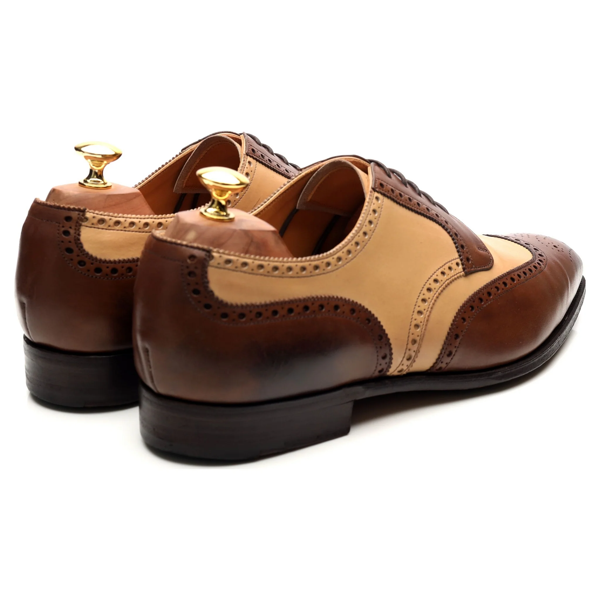 Brown Cream Two Tone Leather Derby Brogues UK 10 G - Image 5