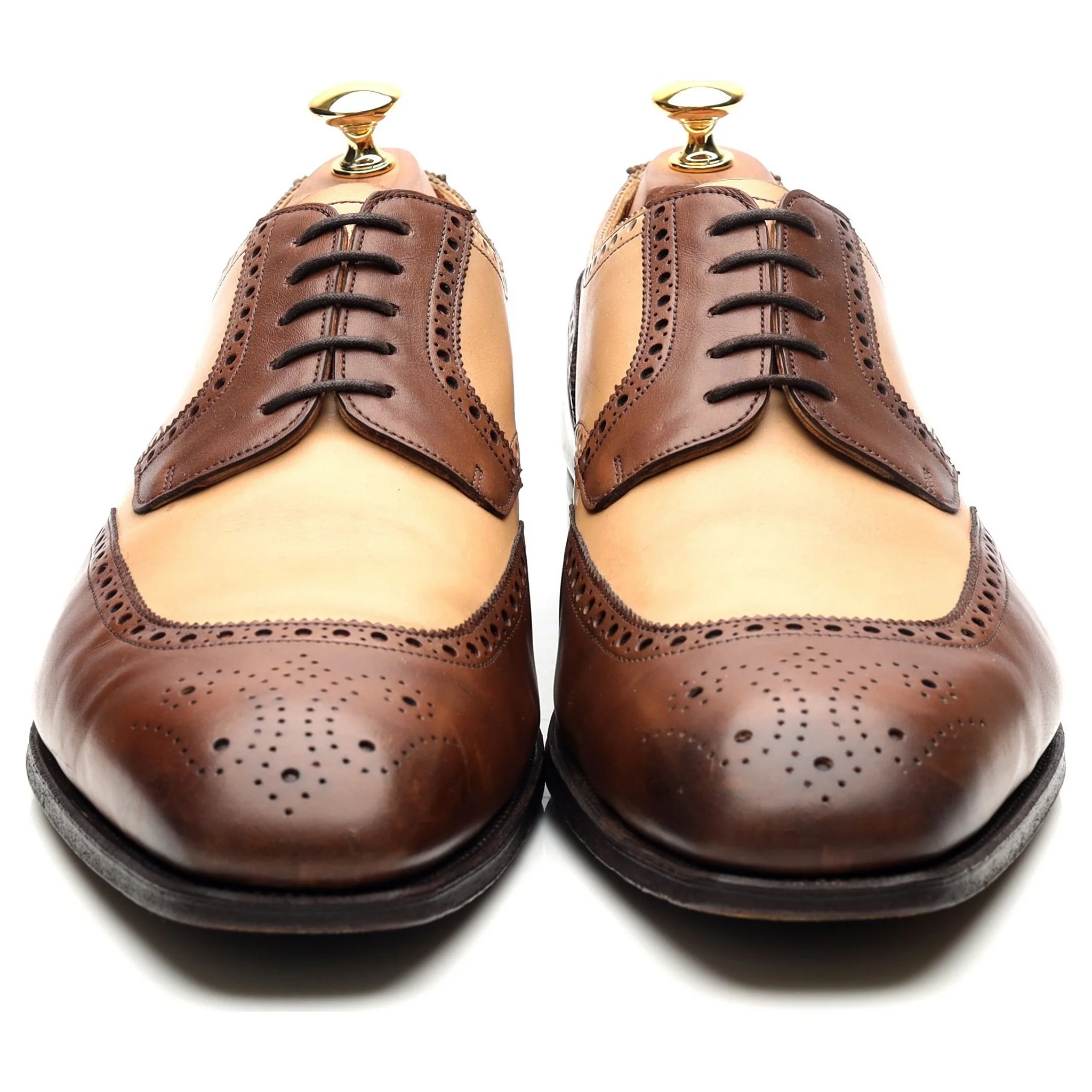 Brown Cream Two Tone Leather Derby Brogues UK 10 G - Image 8