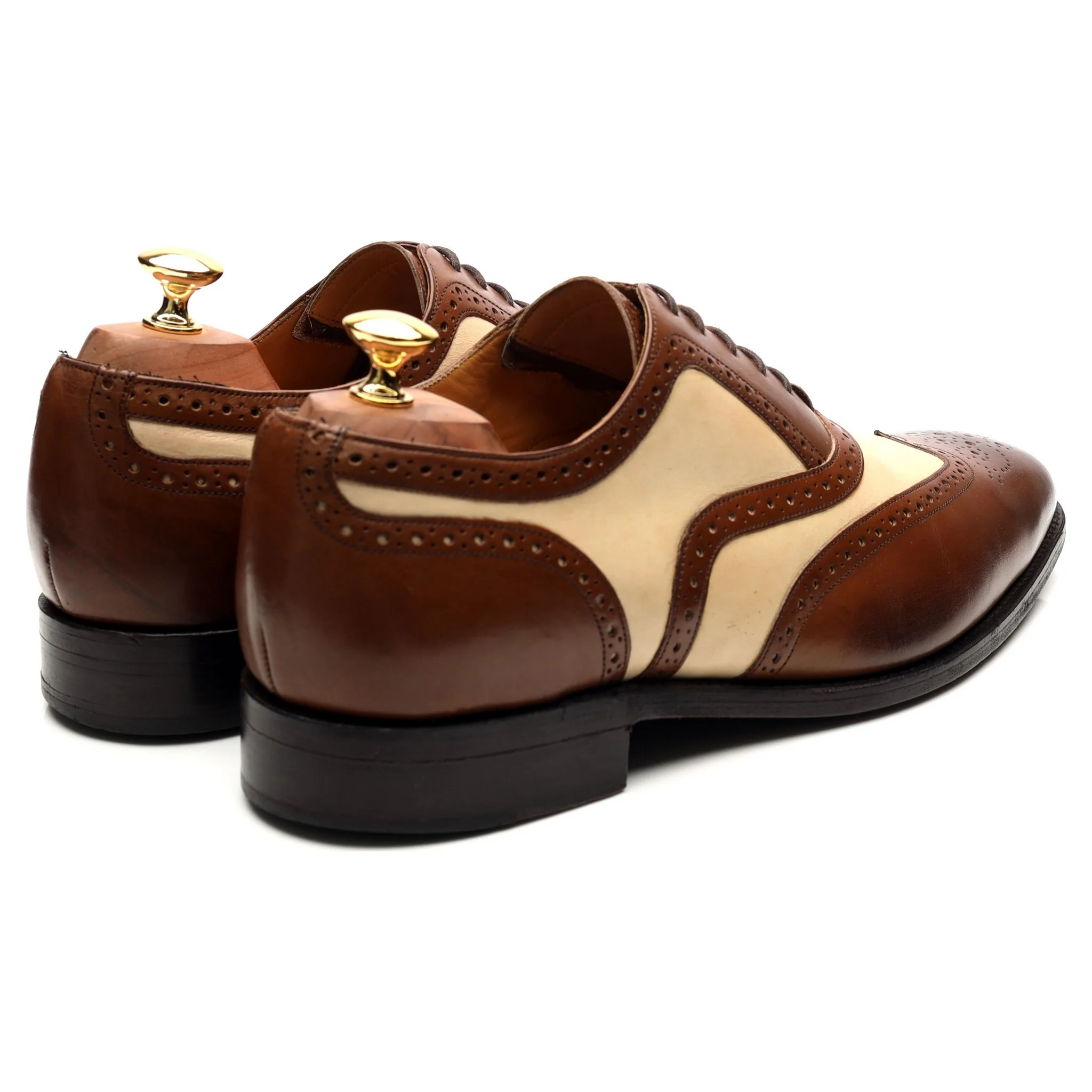 'Cambridge' Brown Beige Two Tone Leather Brogues UK 9.5 FX - Image 5