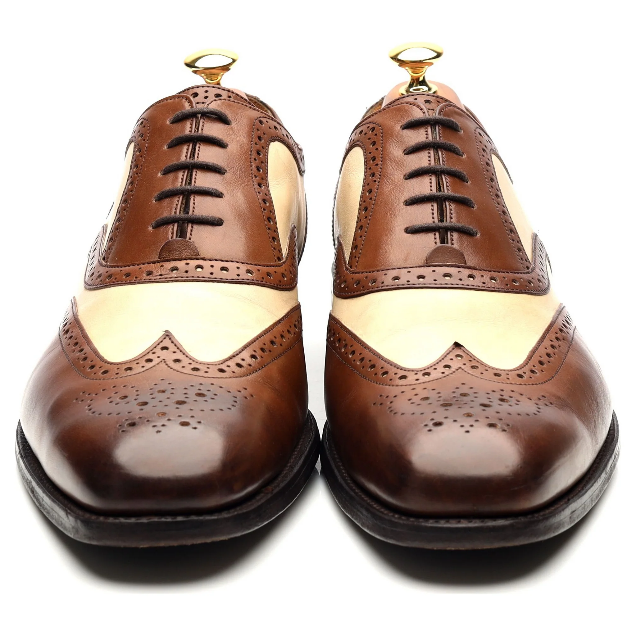 'Cambridge' Brown Beige Two Tone Leather Brogues UK 9.5 FX - Image 8
