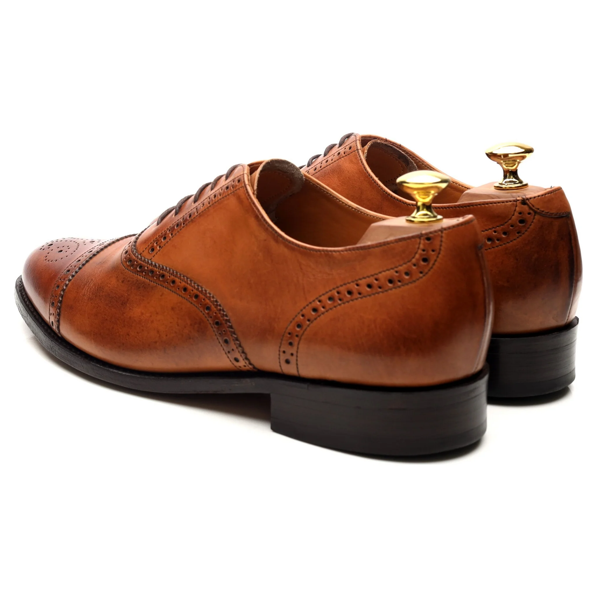 'Wallace' Tan Brown Leather Oxford Semi Brogues UK 8 G - Image 3