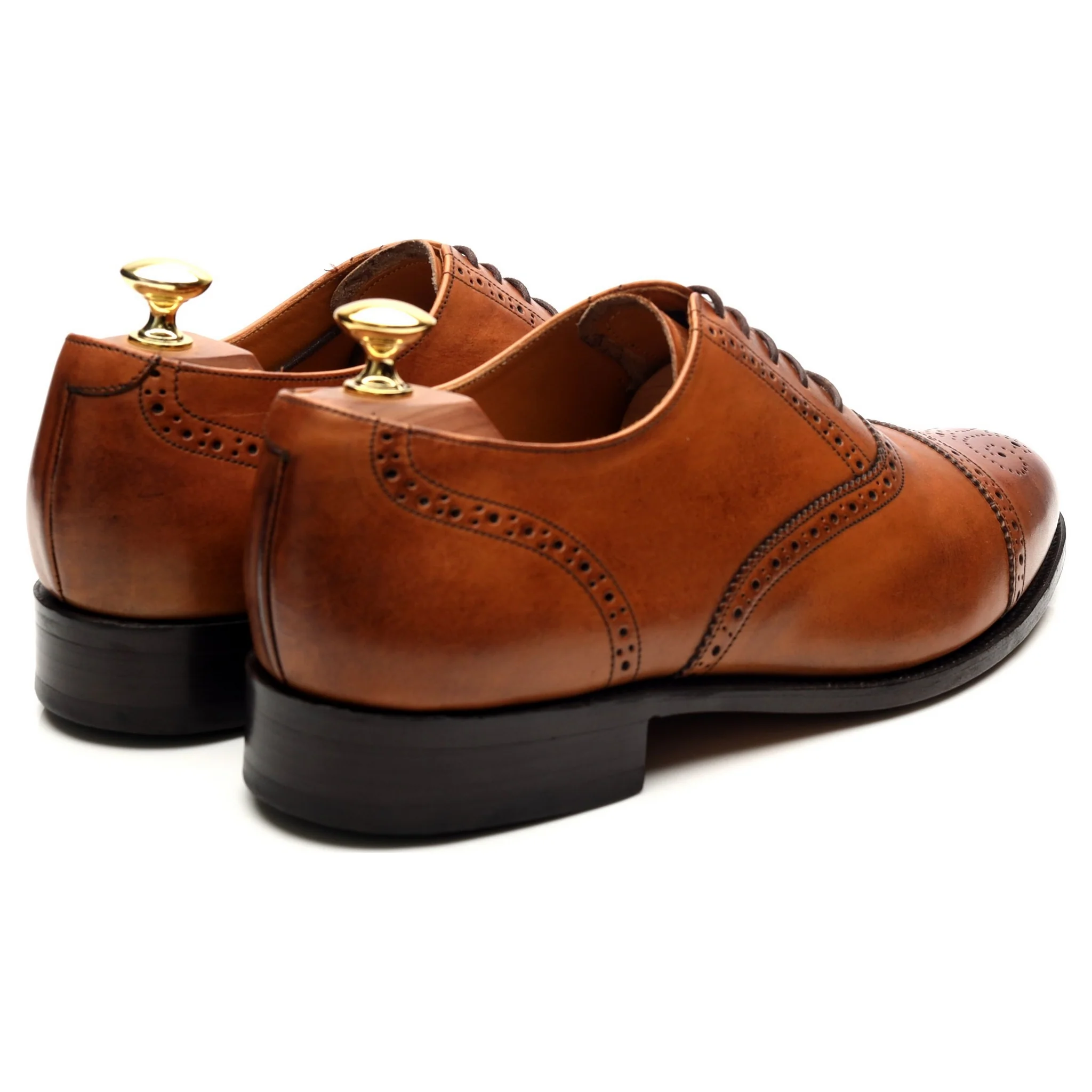 'Wallace' Tan Brown Leather Oxford Semi Brogues UK 8 G - Image 5