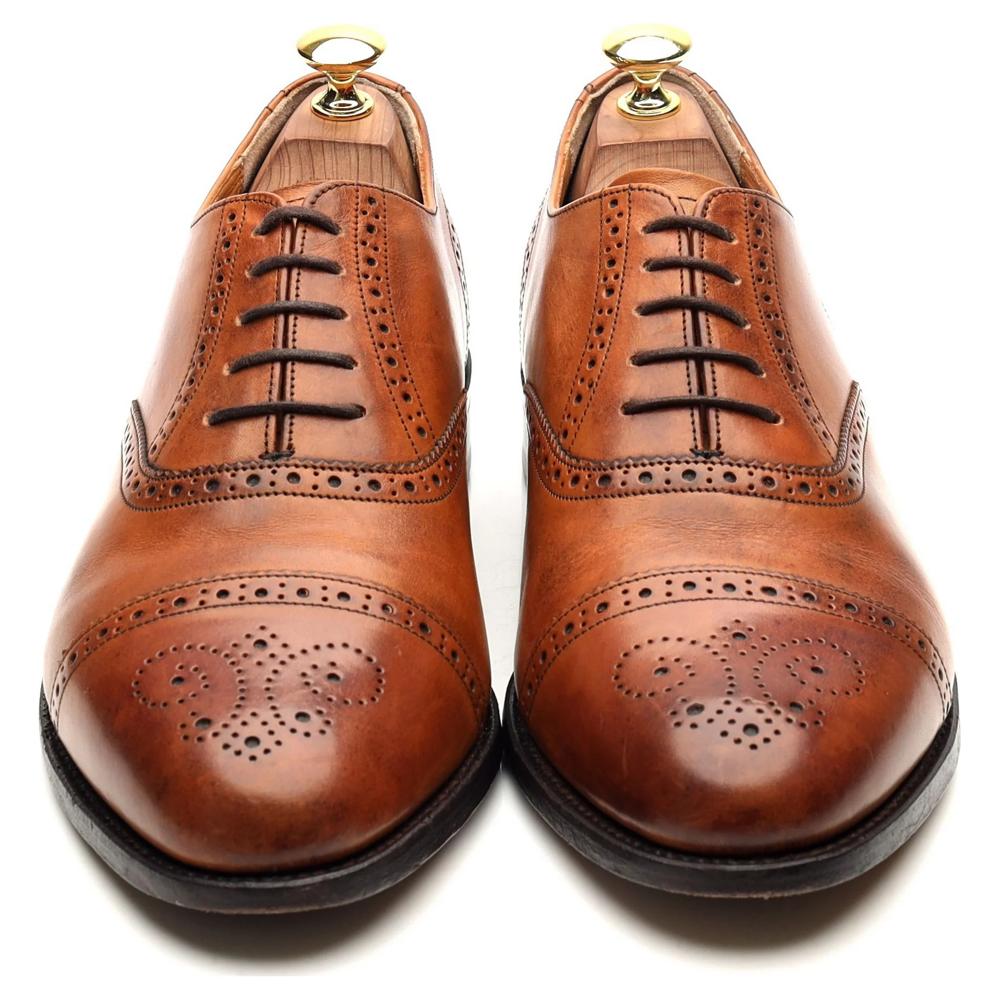 'Wallace' Tan Brown Leather Oxford Semi Brogues UK 8 G - Image 9