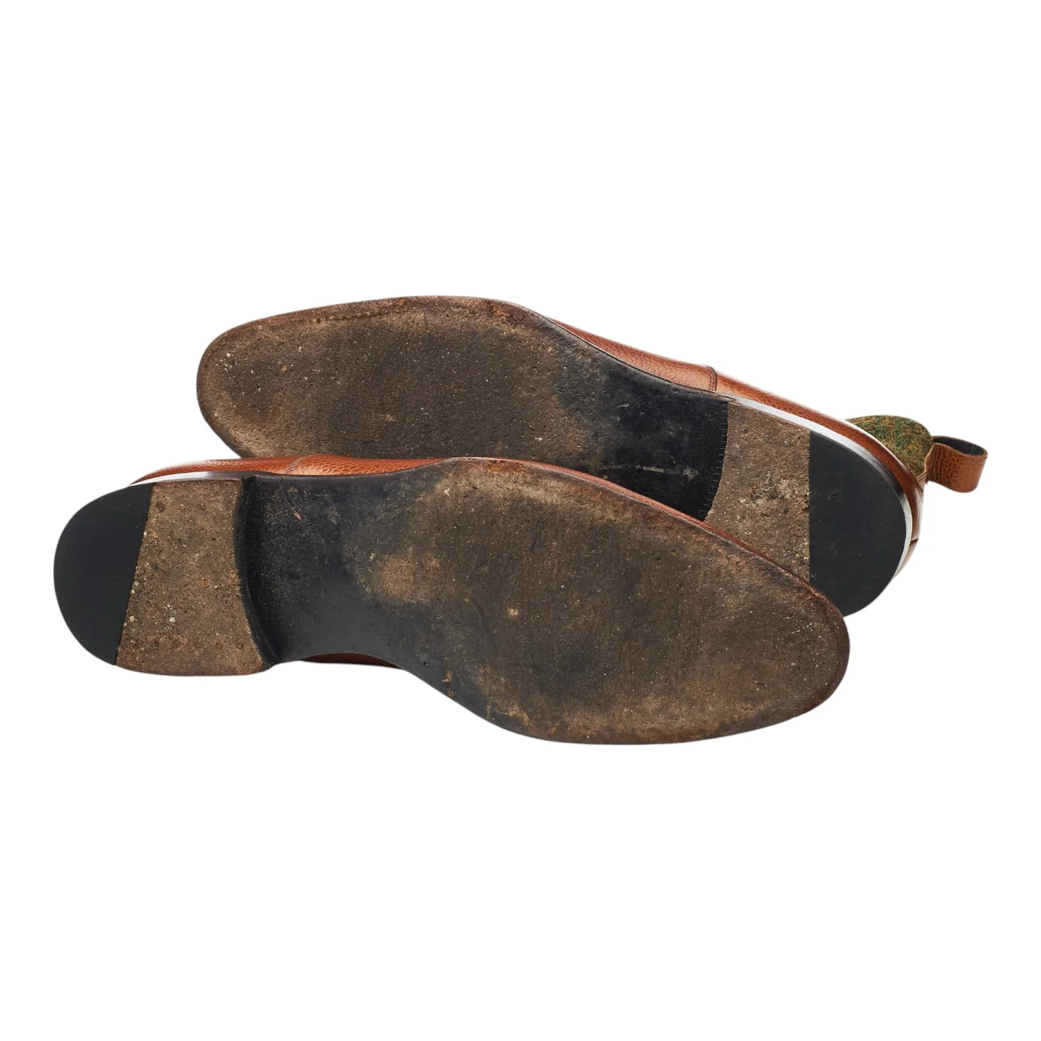 'Westlake' Tan Brown Grain Leather and Tweed Button Boots UK 8 E - Image 5