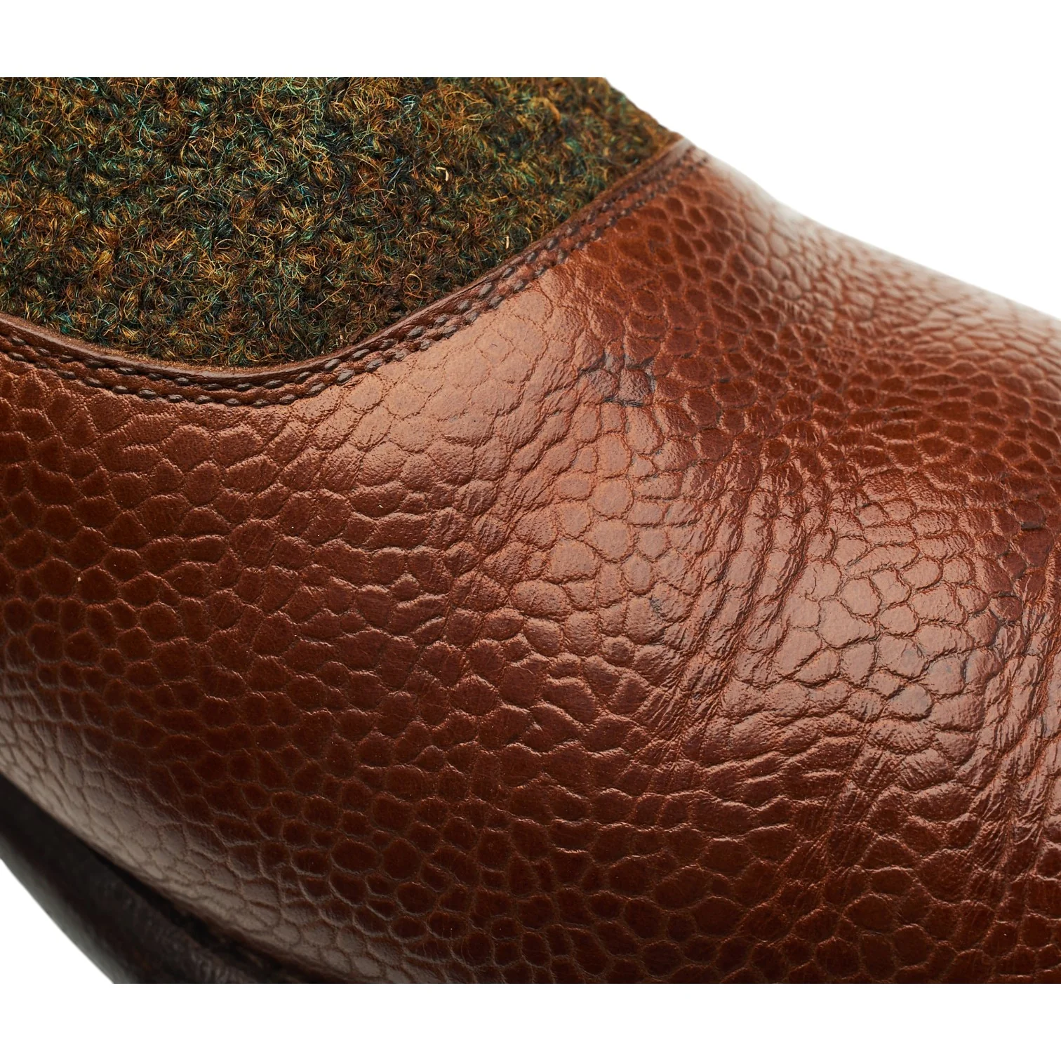 'Westlake' Tan Brown Grain Leather and Tweed Button Boots UK 8 E - Image 6